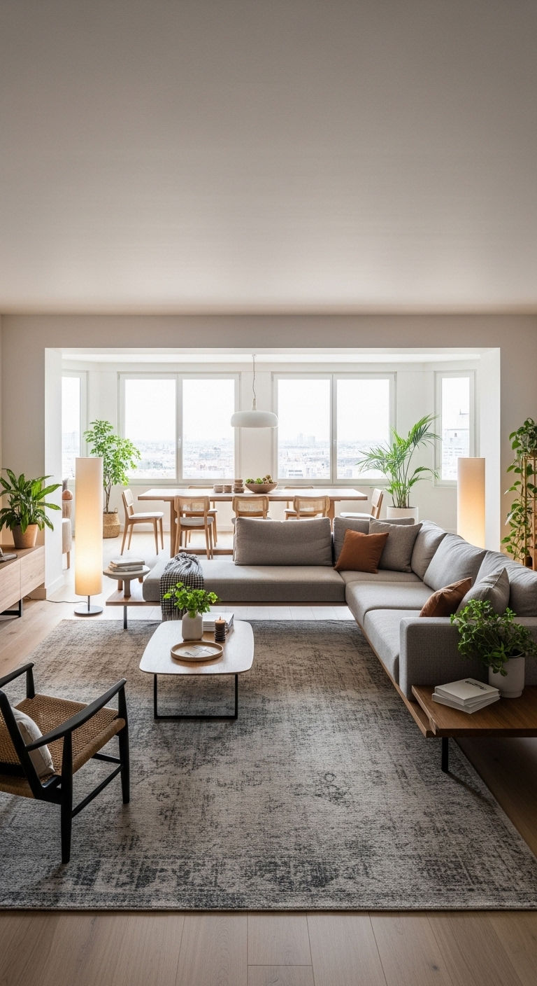 20 L-Shaped Sofa Living Room Layout Ideas for Smart Space Planning 12 11. Floating Sofa Concept