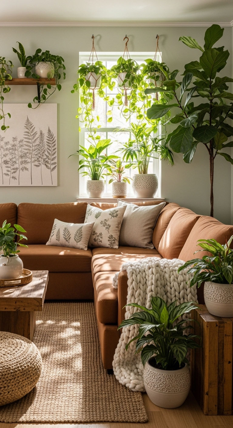 20 L-Shaped Sofa Living Room Layout Ideas for Smart Space Planning 21 20. Green Oasis Living Space