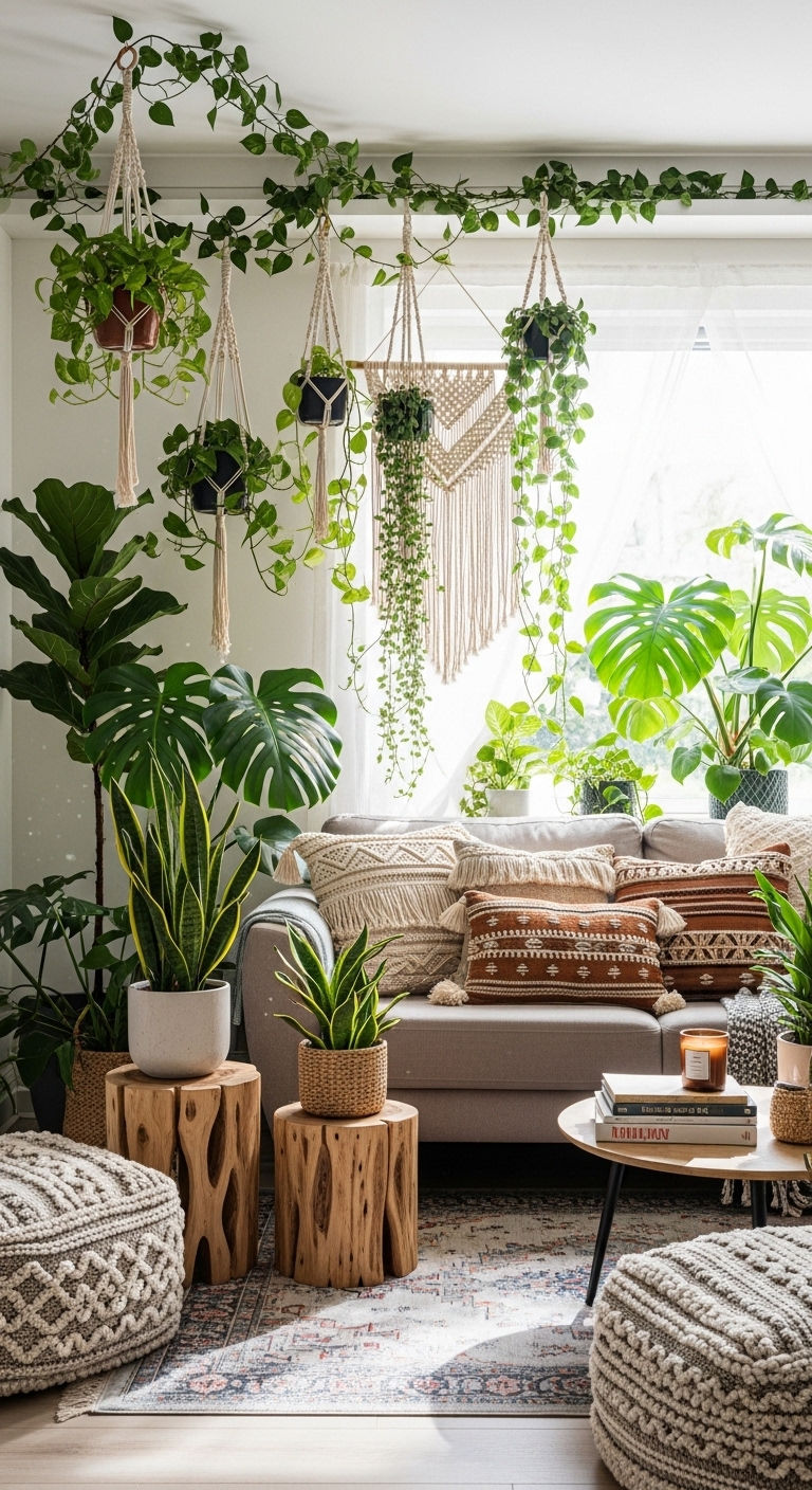 6. Greenery-Filled Boho Retreat