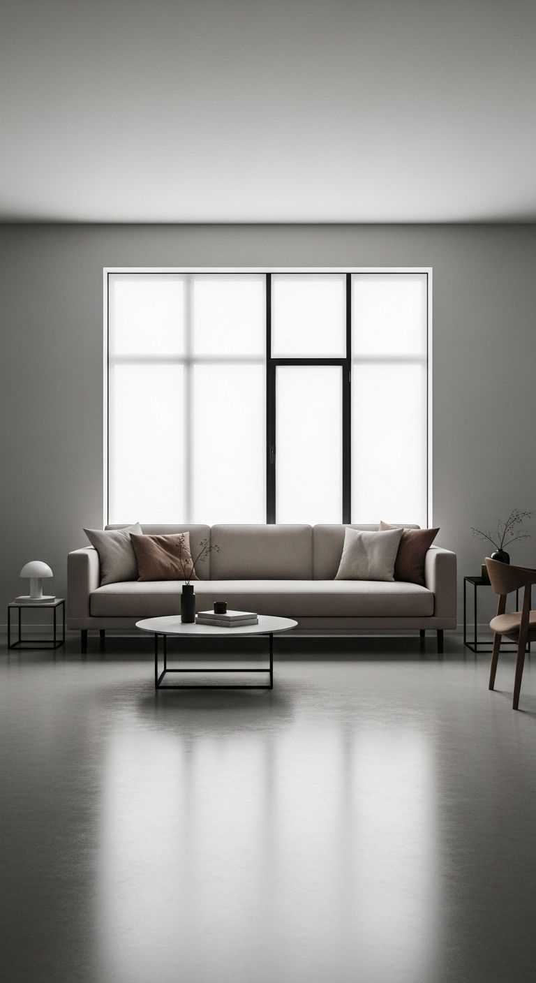16 Window Behind the Sofa Living Room Ideas and How to Style Them 5 4. Minimal Frame Focus