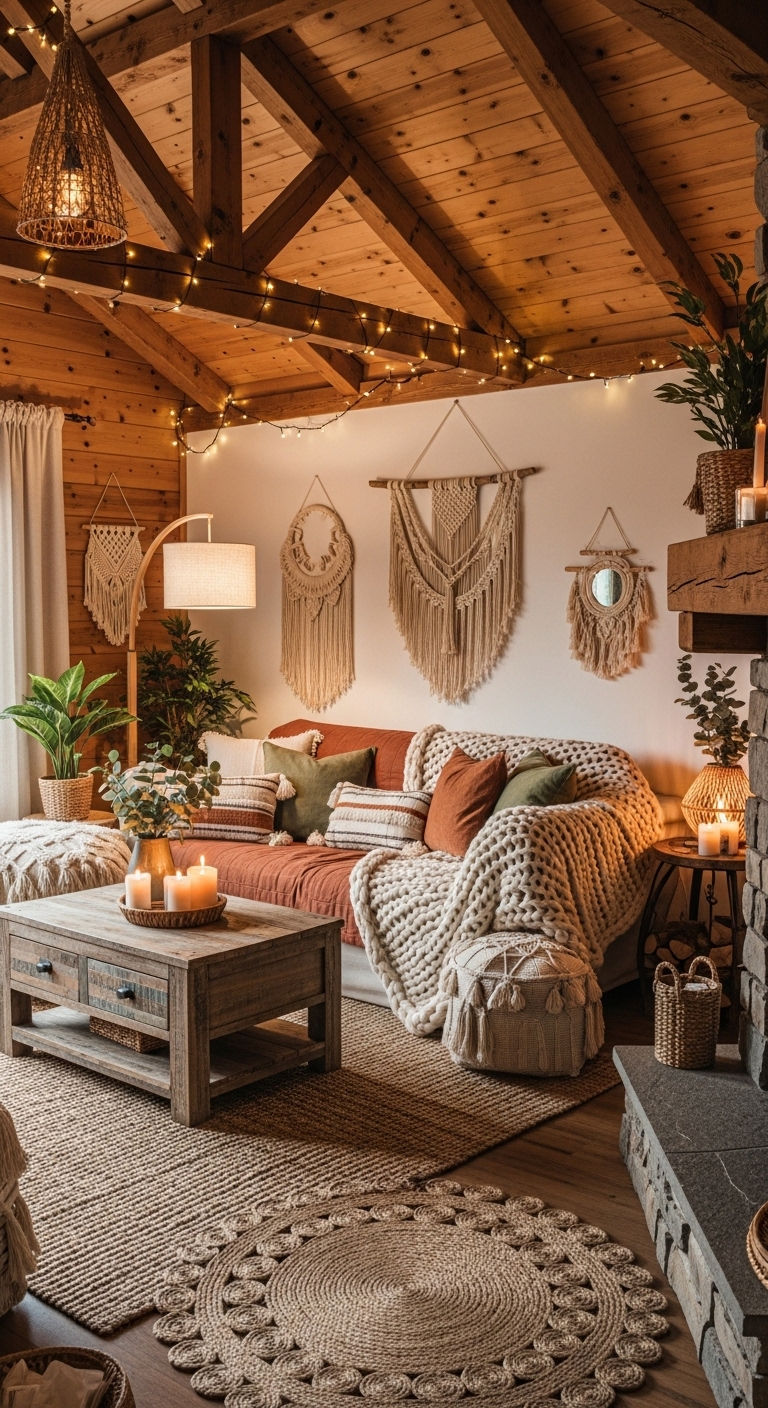 16. Rustic Boho Cabin Feel