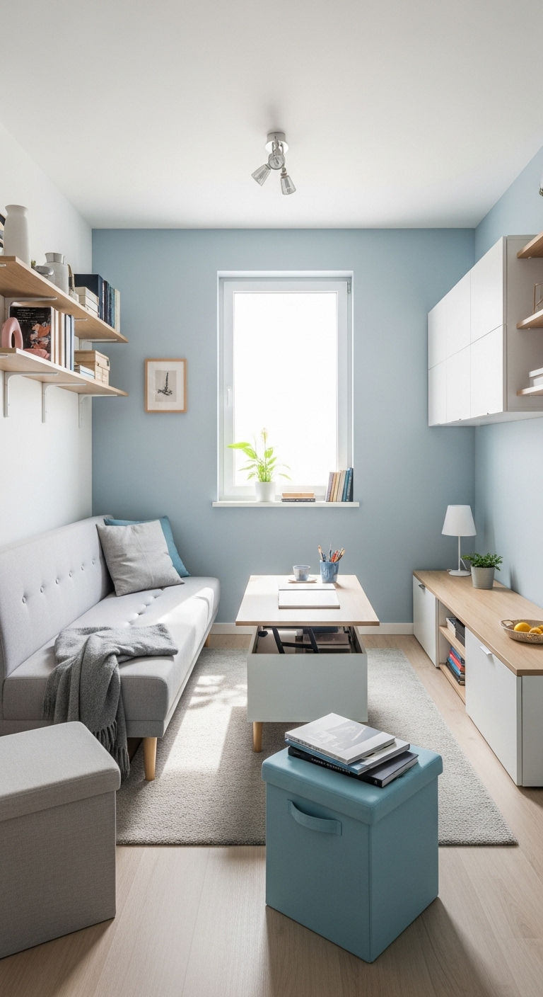 16 Window Behind the Sofa Living Room Ideas and How to Style Them 15 14. Small Space Smart Styling