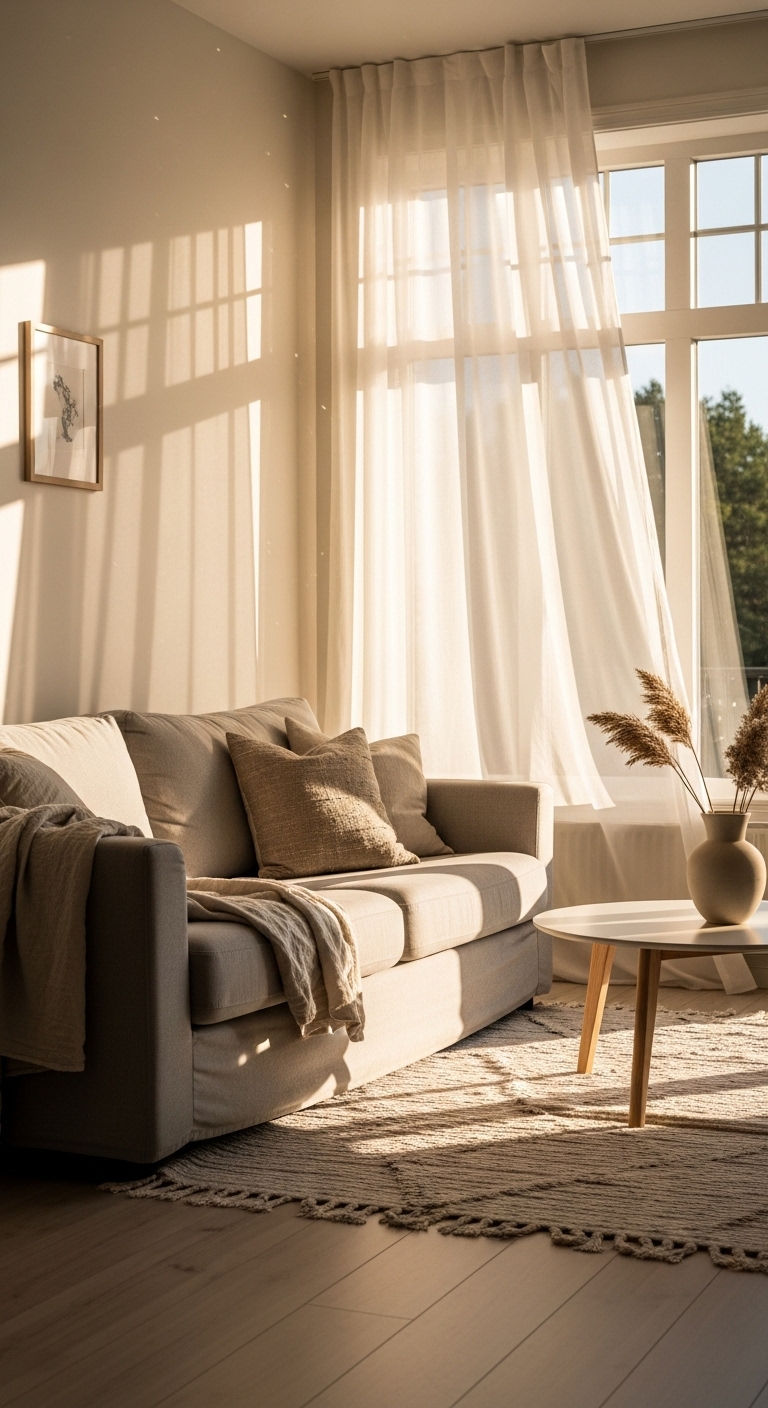 16 Window Behind the Sofa Living Room Ideas and How to Style Them 2 1. Sunlit Sofa Serenity