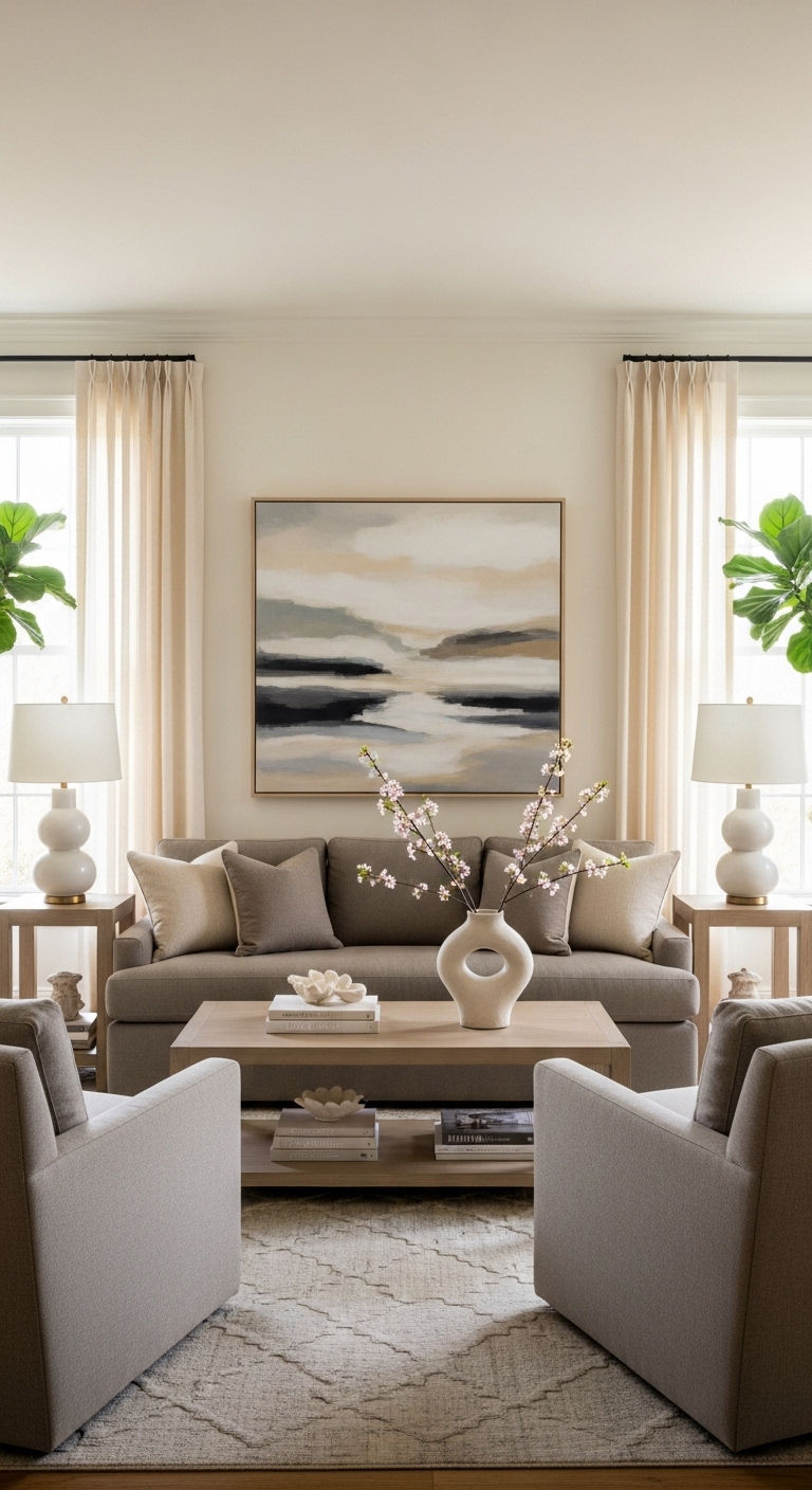 20 L-Shaped Sofa Living Room Layout Ideas for Smart Space Planning 14 13. Symmetrical Balance Design