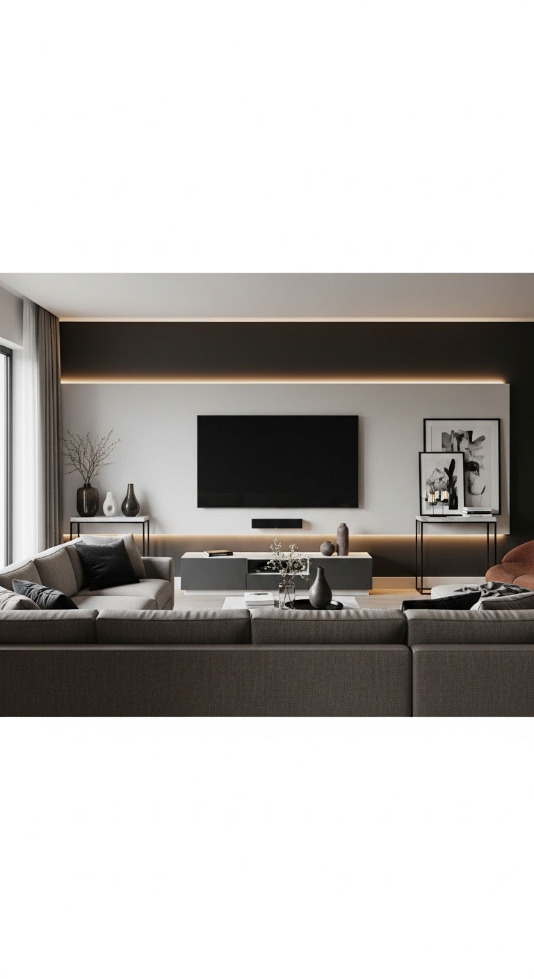20 L-Shaped Sofa Living Room Layout Ideas for Smart Space Planning 5 4. TV-Centric Layout Perfection