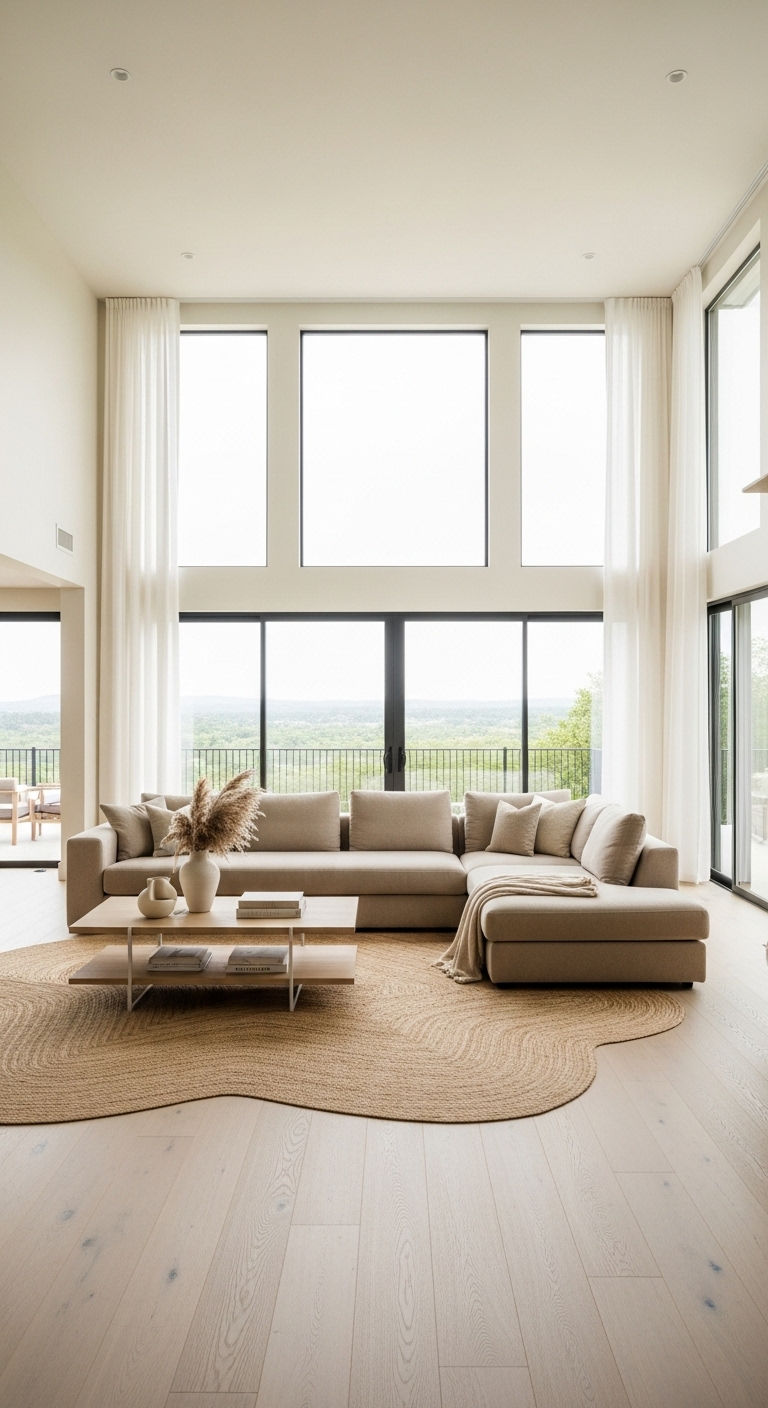27 Sand Sofa Living Room Ideas for Soft Neutral Spaces 18 17. Airy Open-Concept Harmony