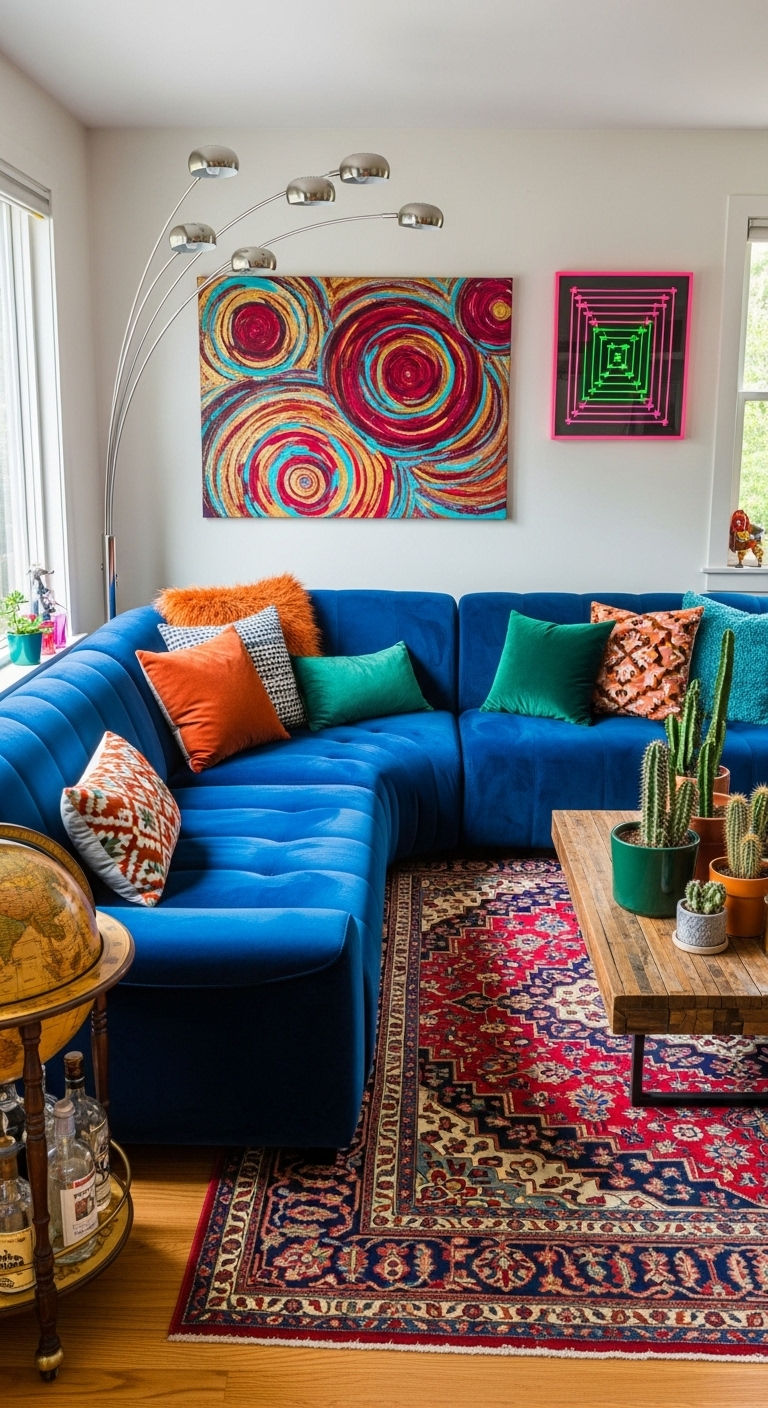 26 Living Room U Shape Sofa Ideas for Big Families & Open Layouts 25 26. Artistic Living Room Statement