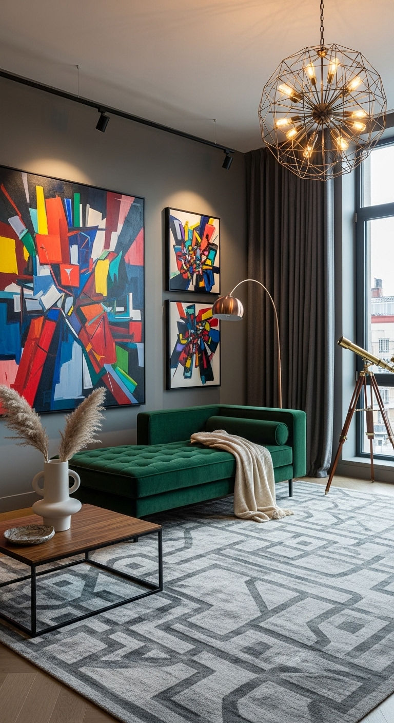 19. Artistic Living Room with Chaise Lounge
