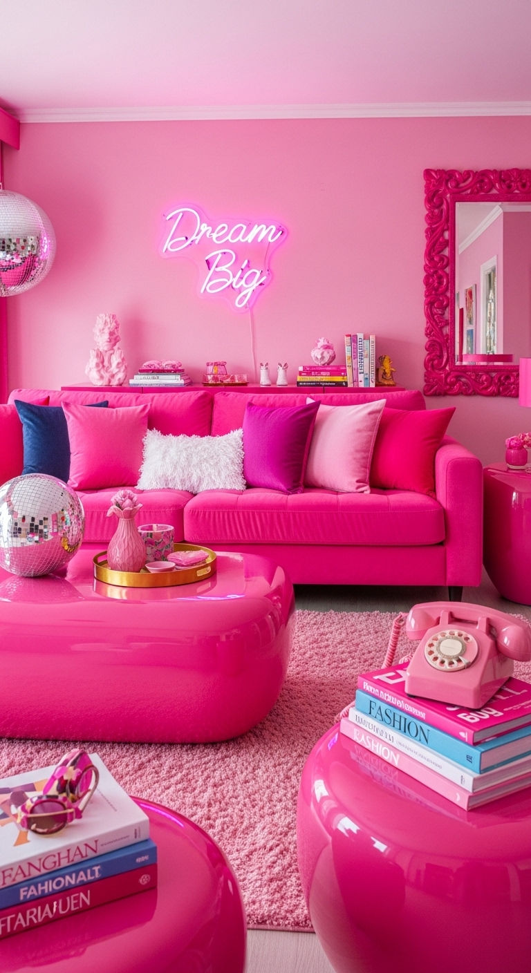 8. Barbiecore Living Room