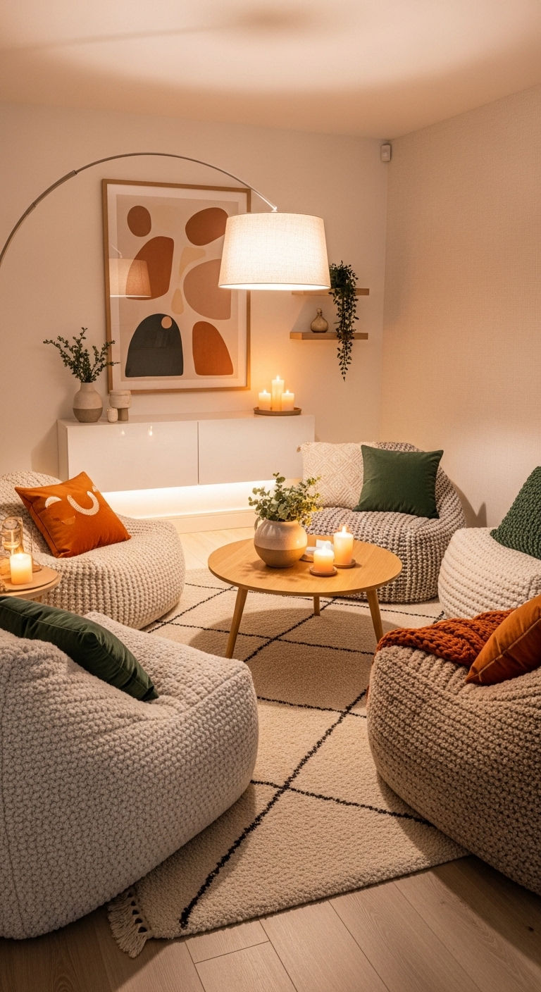 24 Genius Small Living Room Without Sofa Ideas (Minimal & Modern) 9 8. Bean Bag Haven