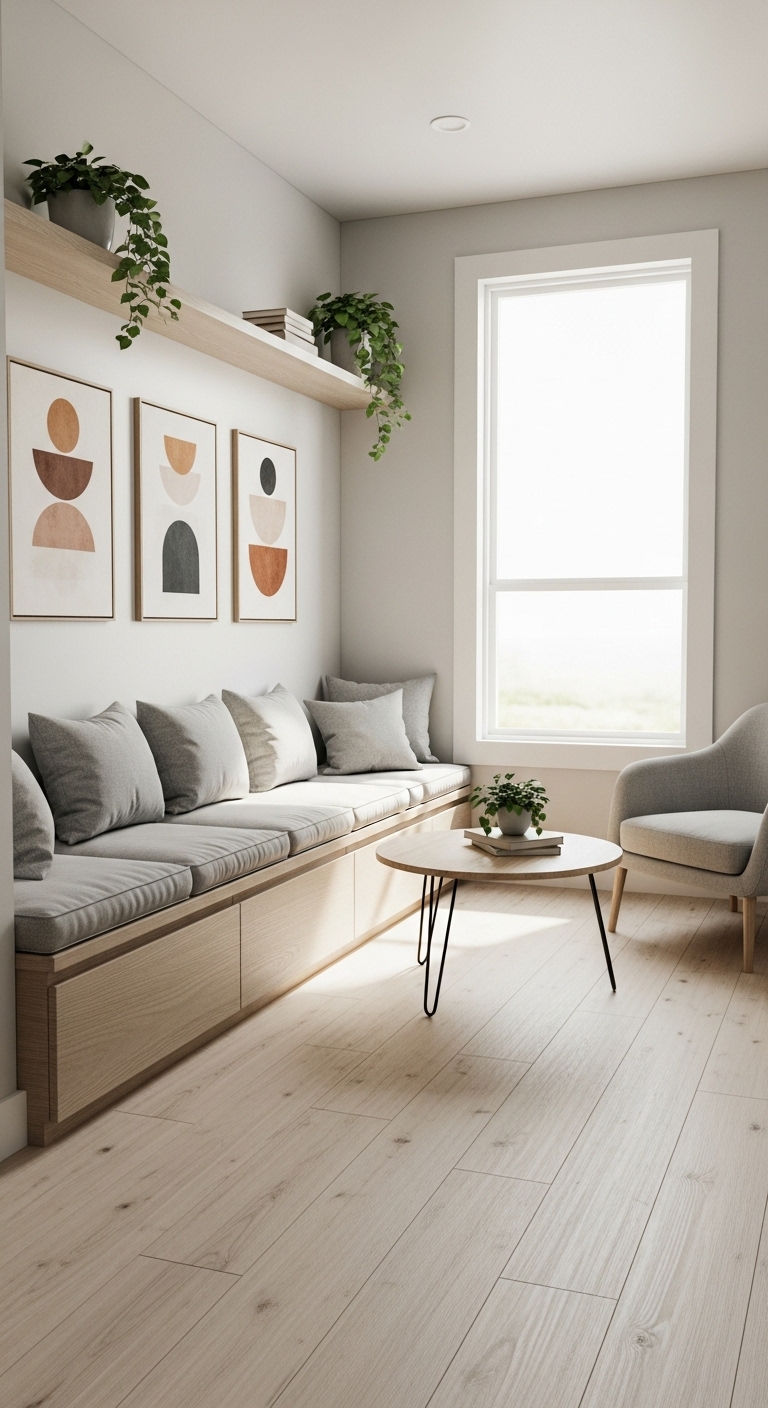 24 Genius Small Living Room Without Sofa Ideas (Minimal & Modern) 4 3. Built-In Bench Corner