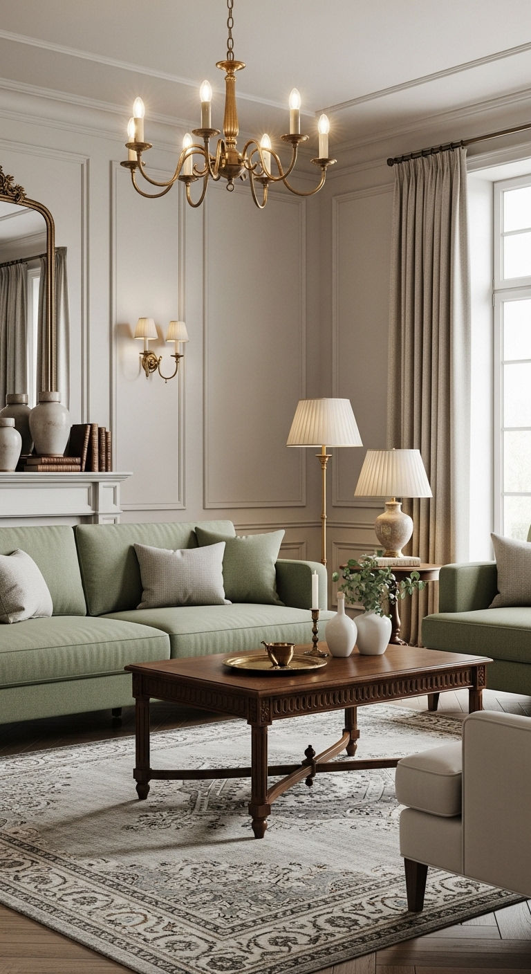 21. Classic Elegant Sage Living Room