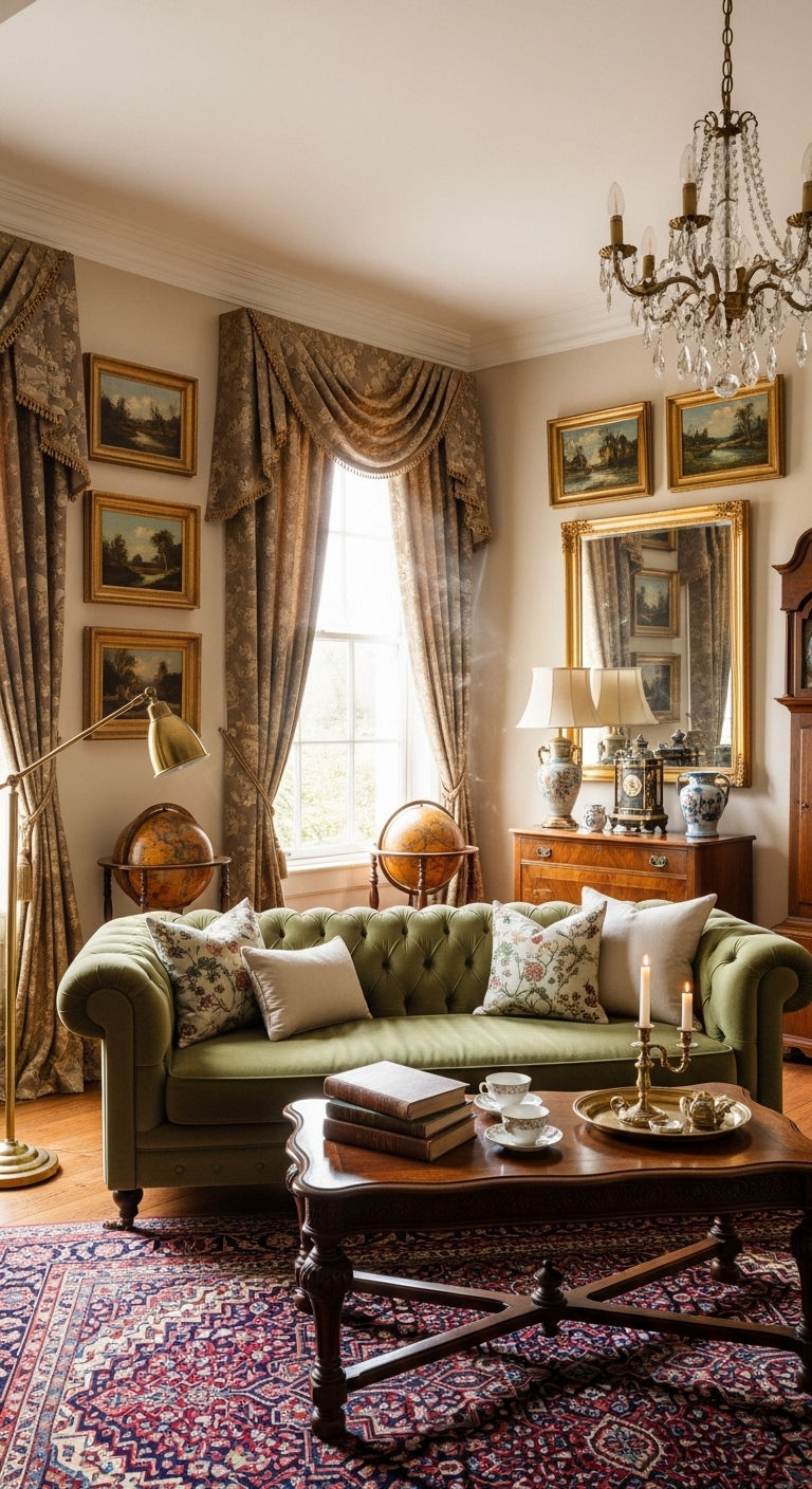 24 Moss Green Sofa Living Room Ideas for a Natural Feel 22 21. Classic Timeless Living