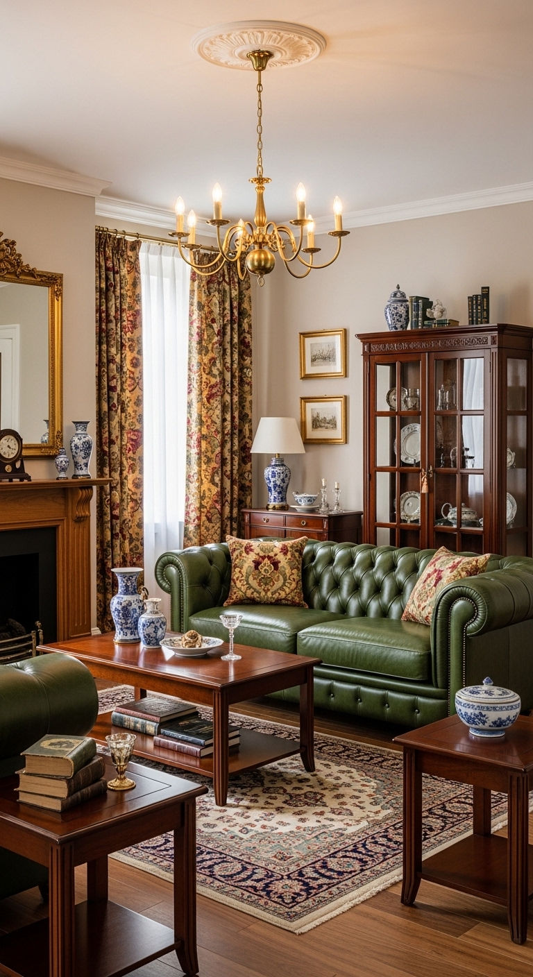 24 Green Leather Sofa Living Room Ideas for a Unique Pop of Color 19 19. Classic Traditional Green Room