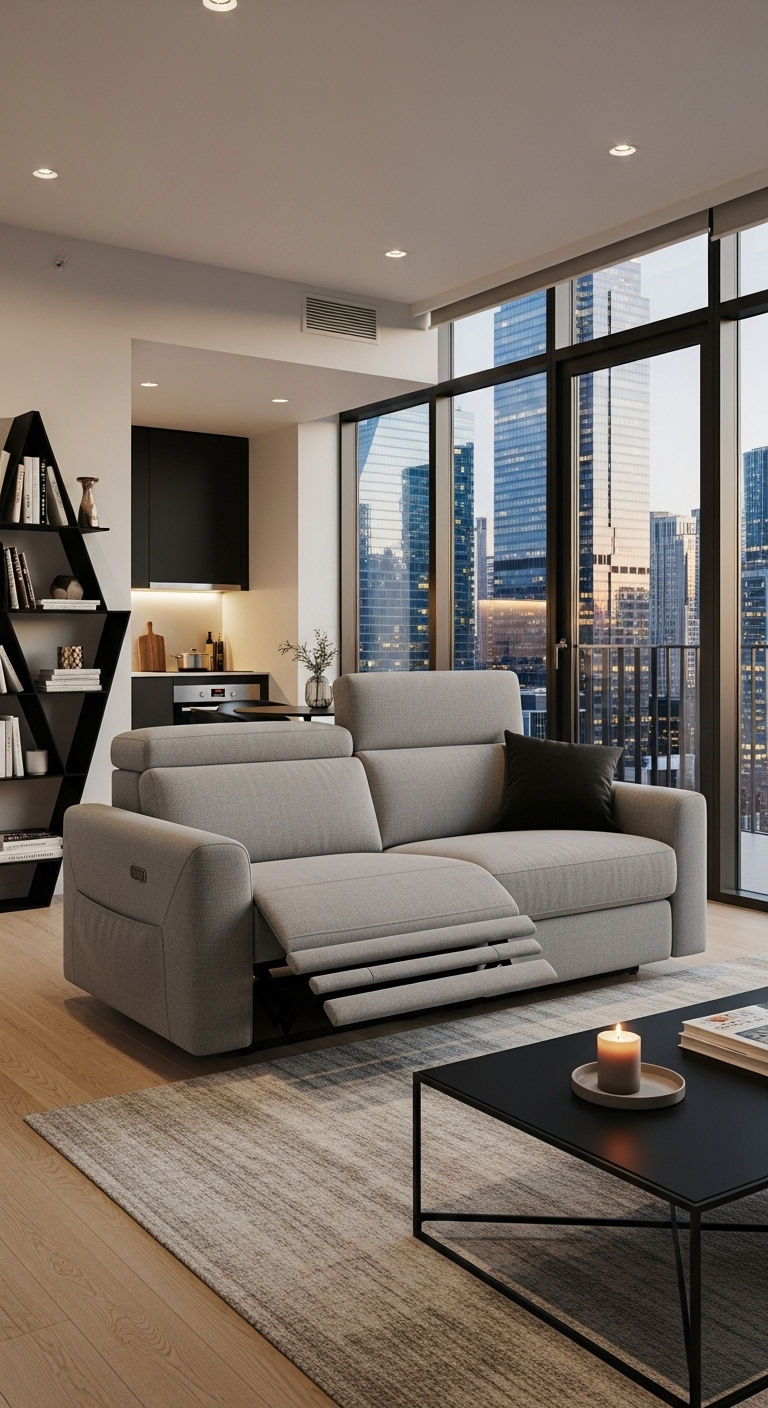19 Cozy Recliner Sofa Living Room Ideas for Everyday Relaxation 14 13. Compact Urban Comfort