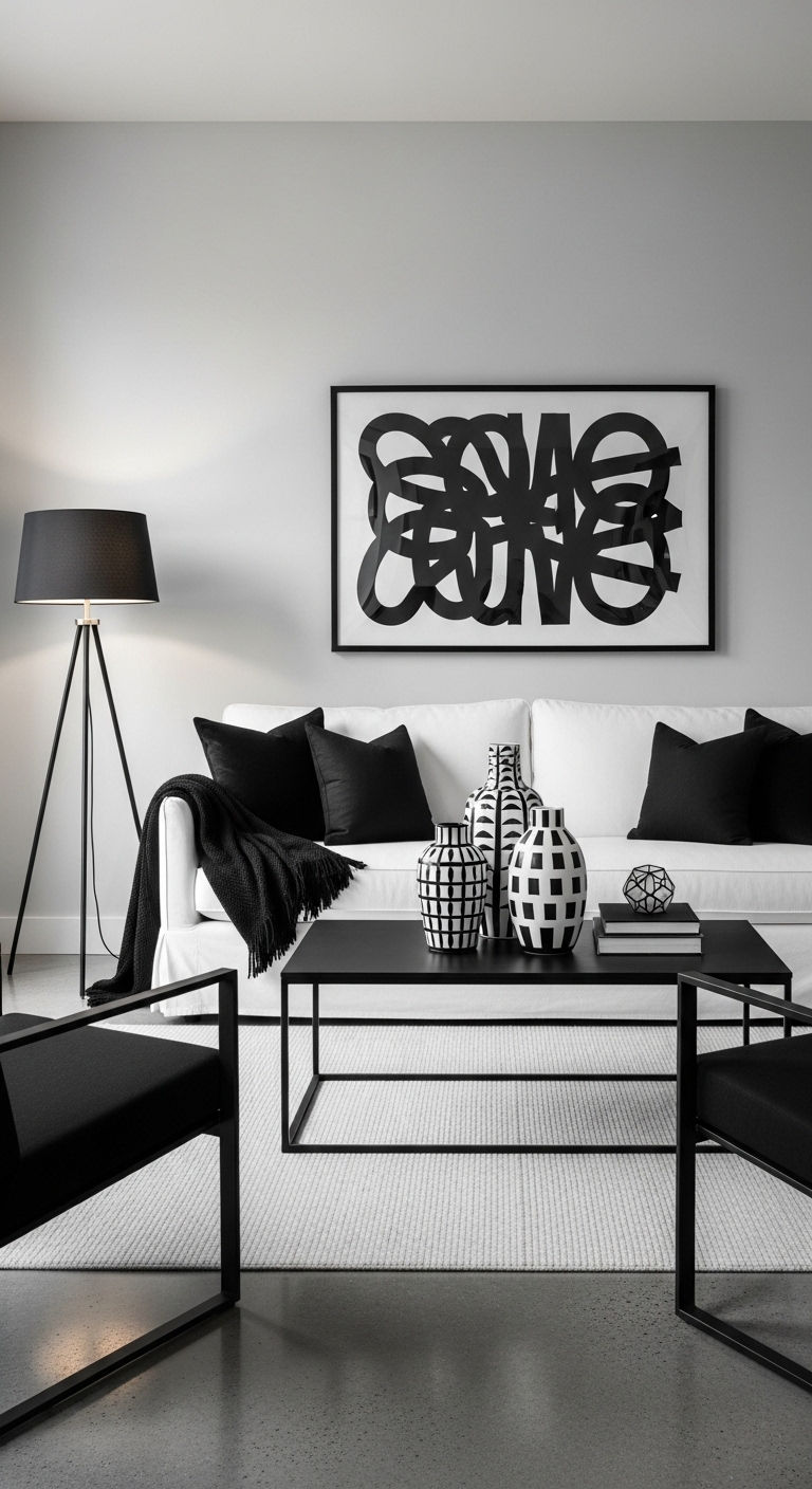 23 White Slipcovered Sofa Living Room Ideas for a Fresh Look 11 10. Contemporary Monochrome Style