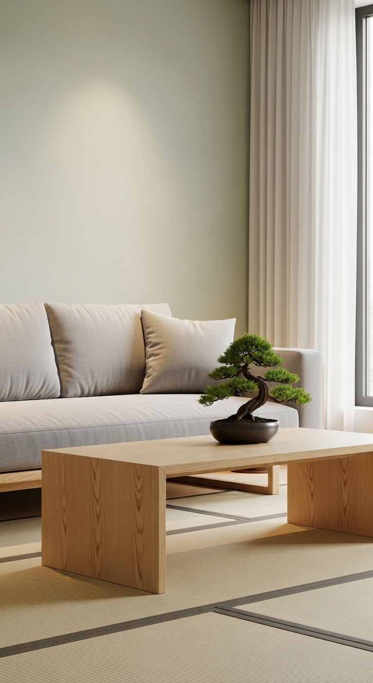 21 Green Living Room Grey Sofa Ideas for a Modern Natural Look 13 13. Contemporary Zen Corner