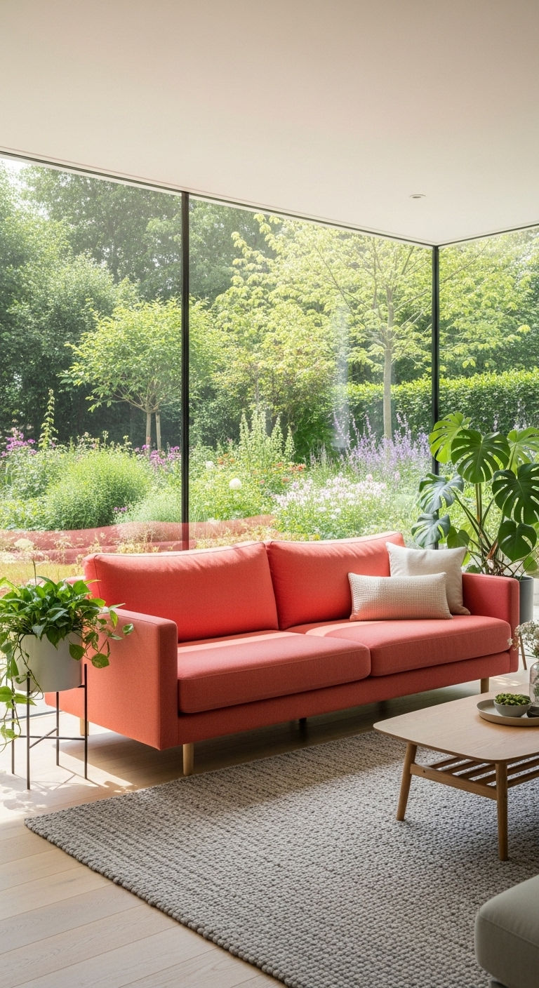 23 Coral Sofa Living Room Ideas That Feel Fresh & Vibrant 15 16. Coral Garden View Lounge
