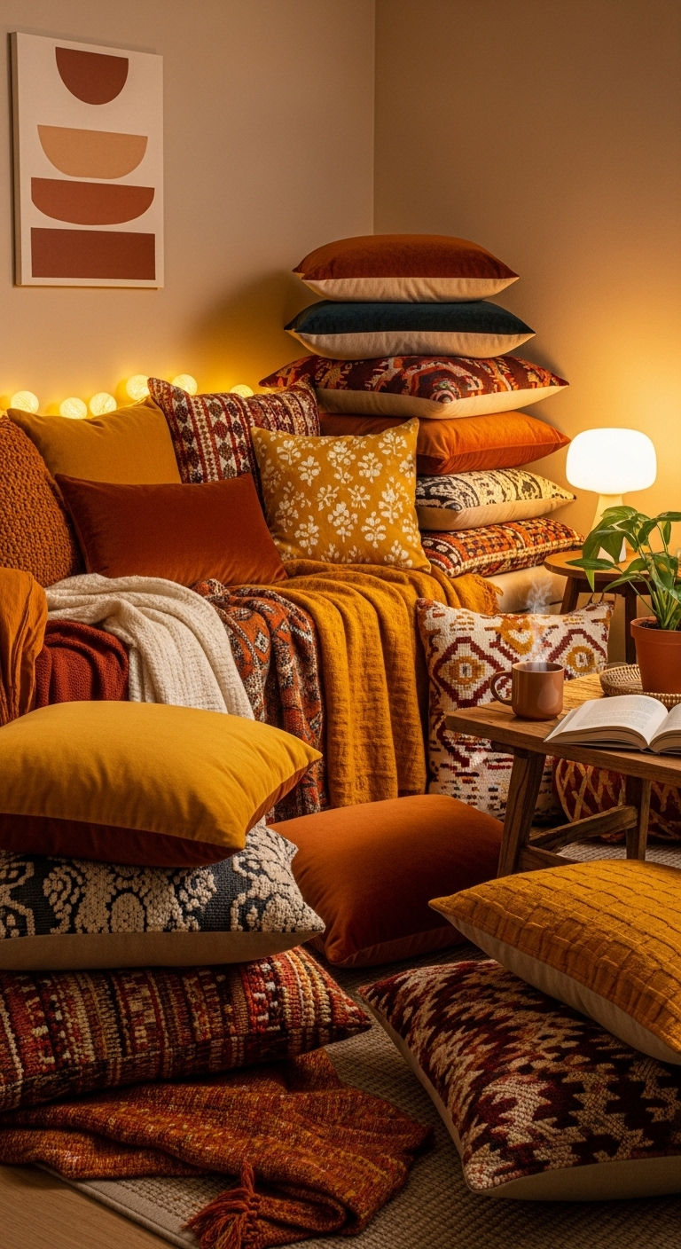 24 Genius Small Living Room Without Sofa Ideas (Minimal & Modern) 11 10. Corner Cushion Nest