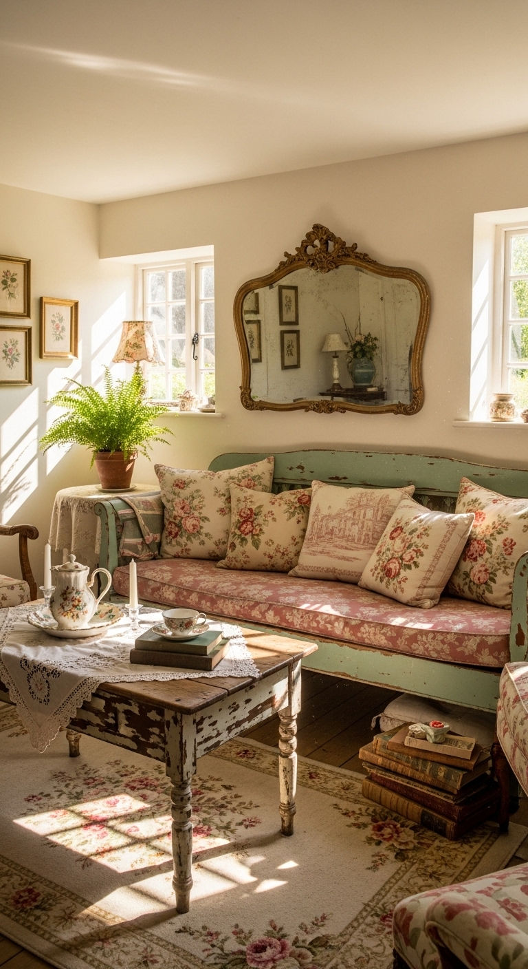 12. Cottage Style Wooden Sofa