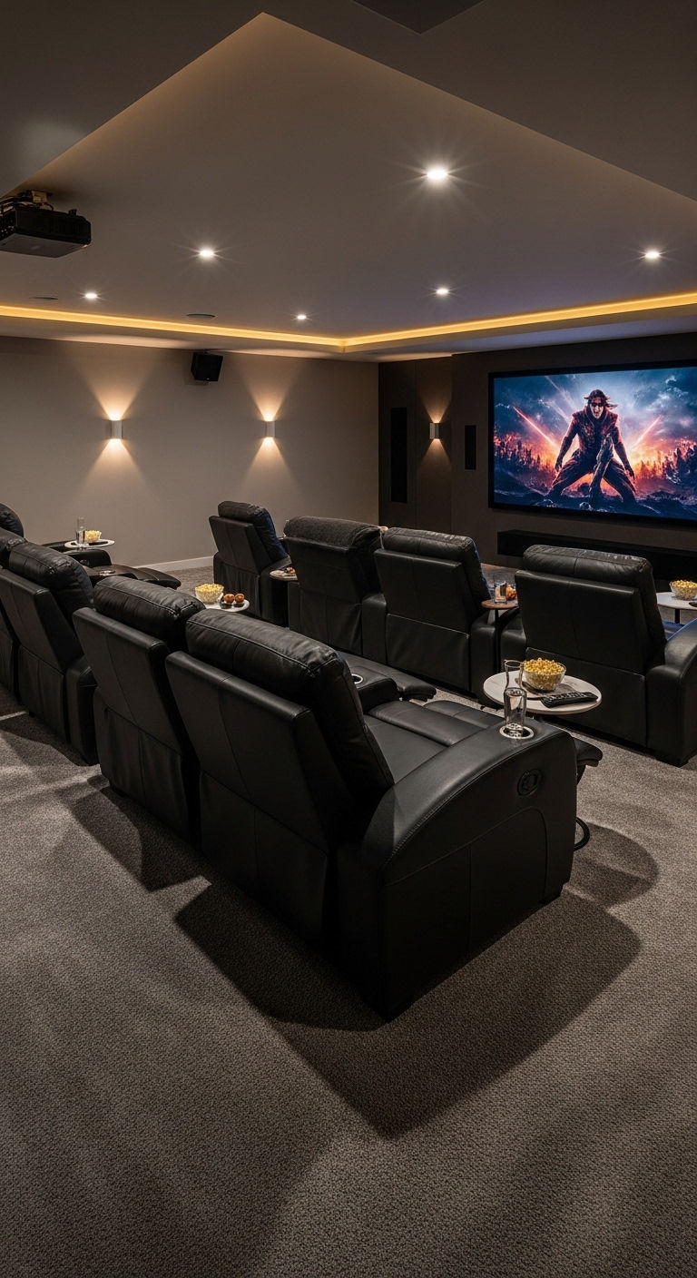15. Cozy Cinema Living Room