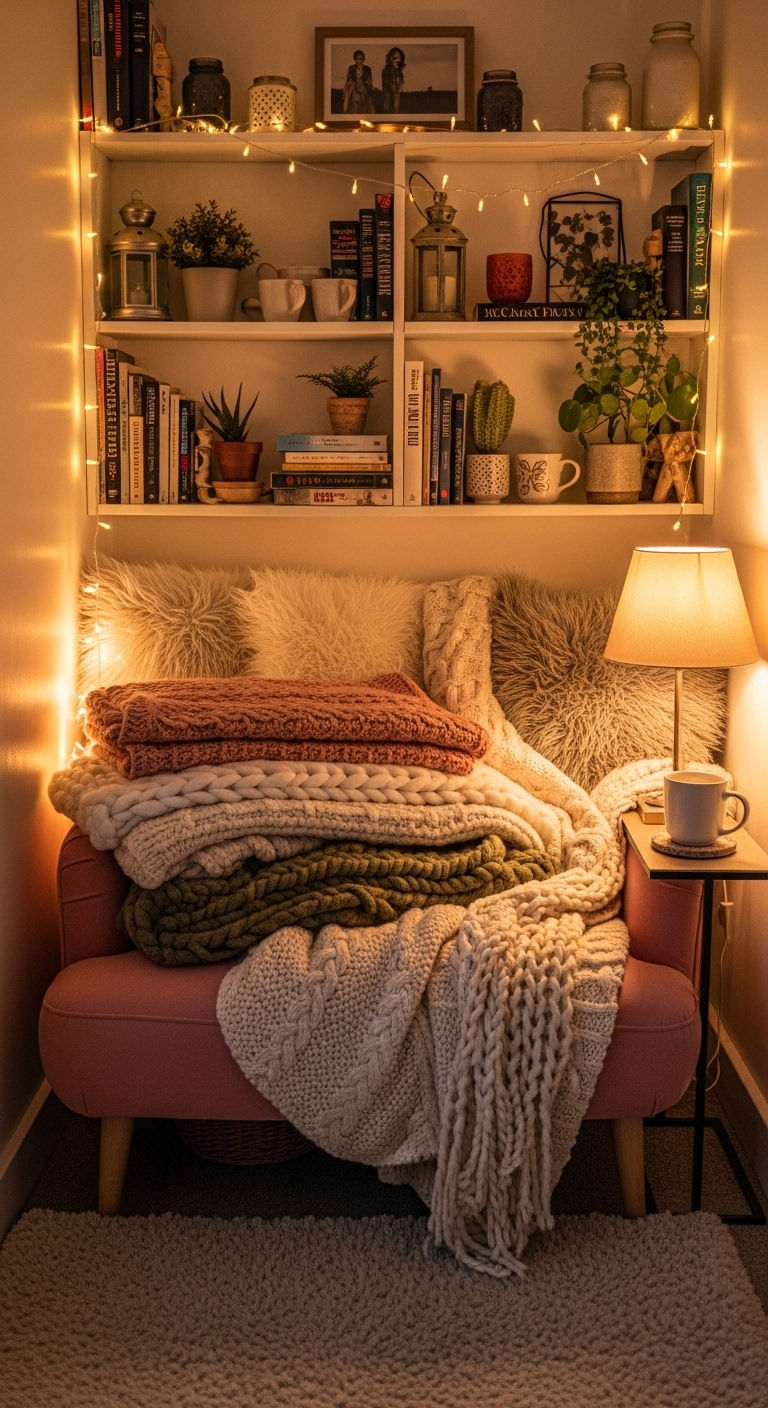 7. Cozy Pink Corner Nook