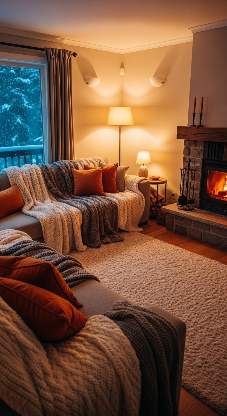 26 Living Room U Shape Sofa Ideas for Big Families & Open Layouts 19 19. Cozy Winter Lounge