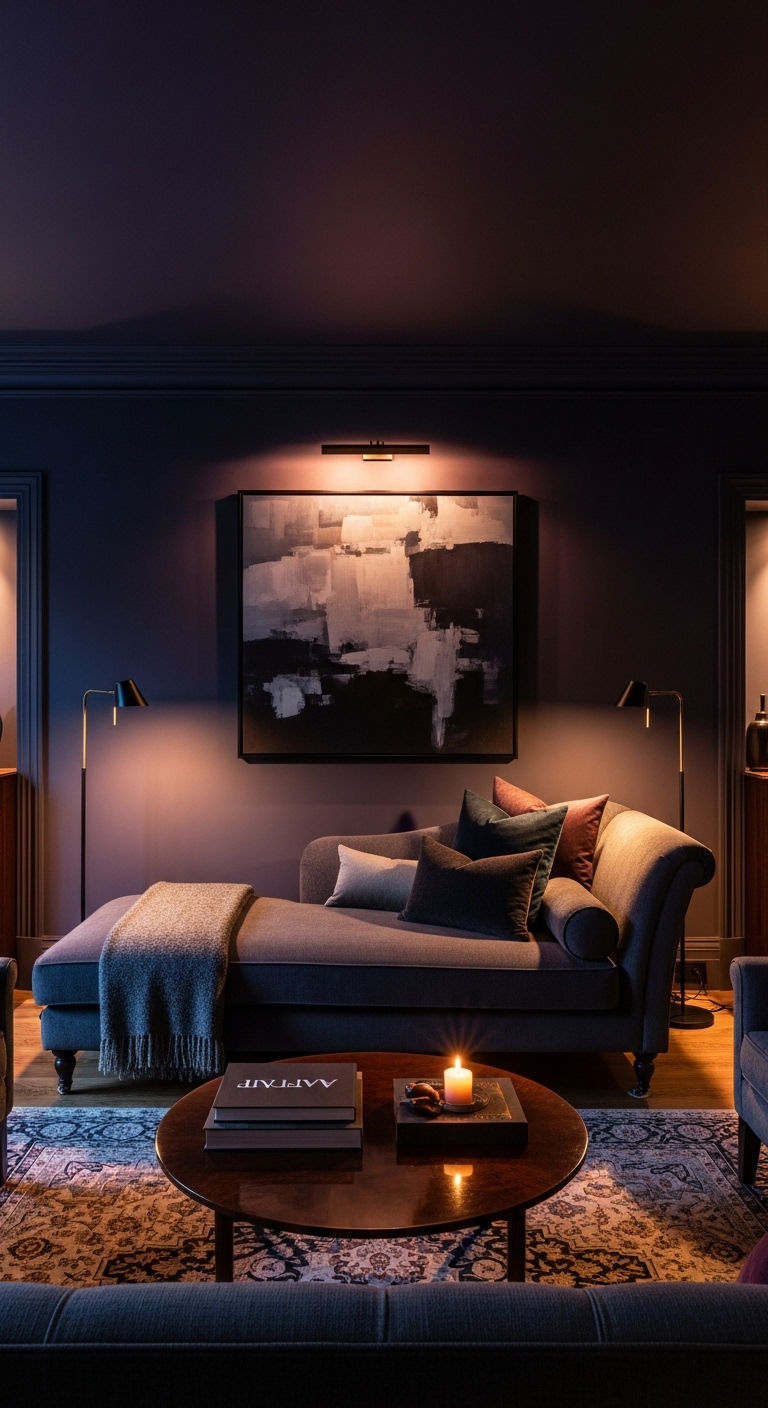 14. Dark Moody Chaise Lounge Lounge Room