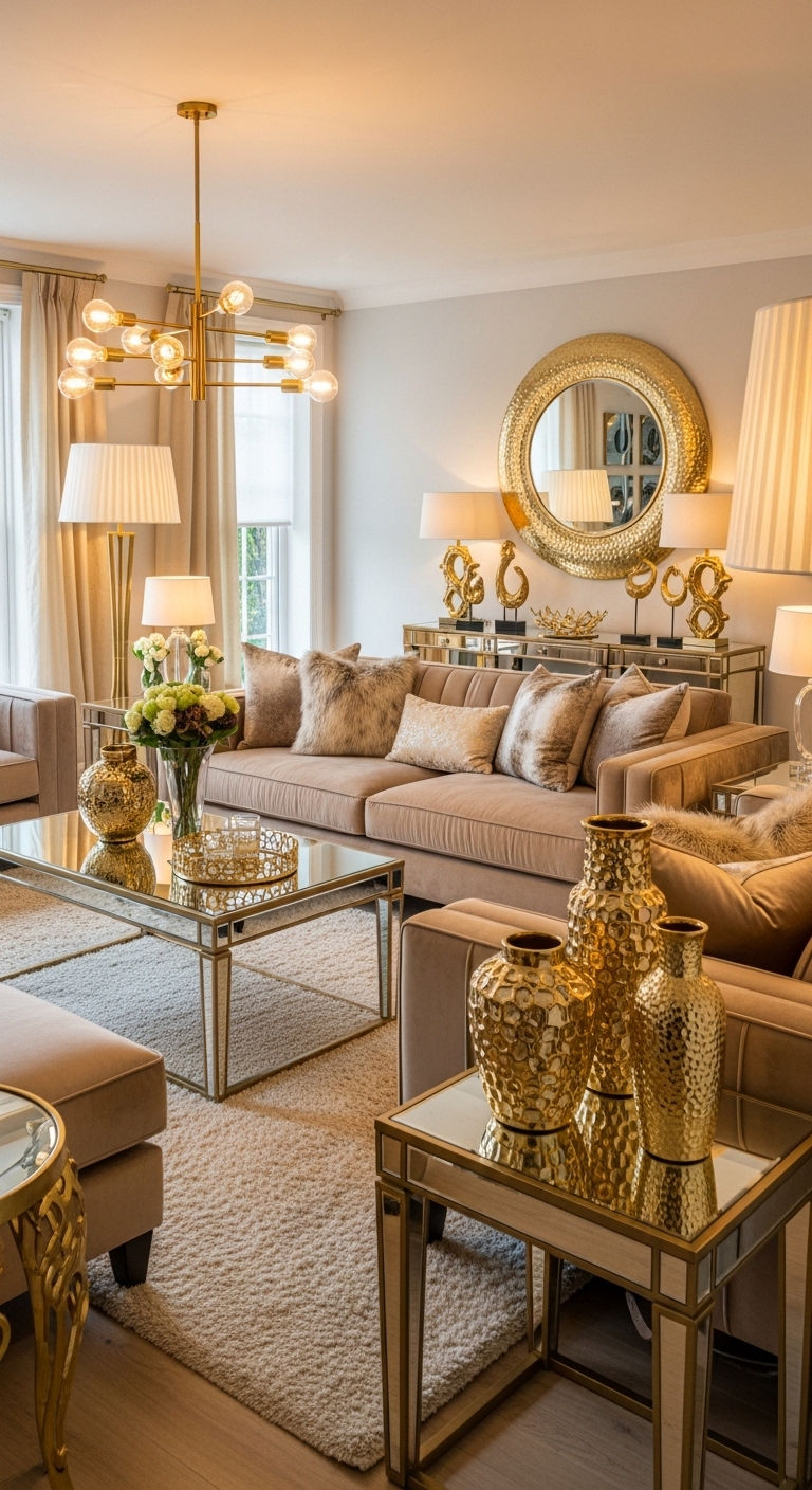 27 Sand Sofa Living Room Ideas for Soft Neutral Spaces 14 13. Elegant Neutral Glam