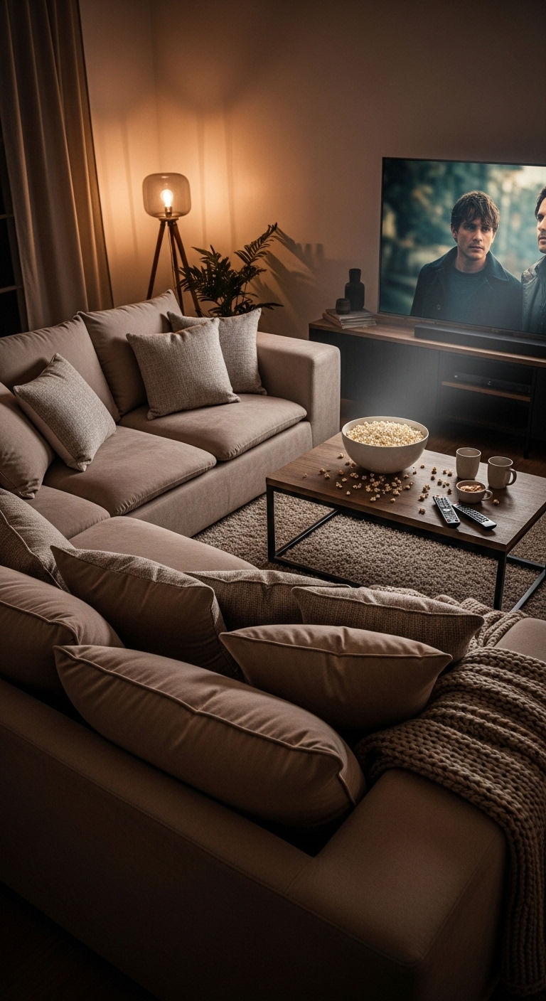 26 Living Room U Shape Sofa Ideas for Big Families & Open Layouts 11 10. Family Movie Zone
