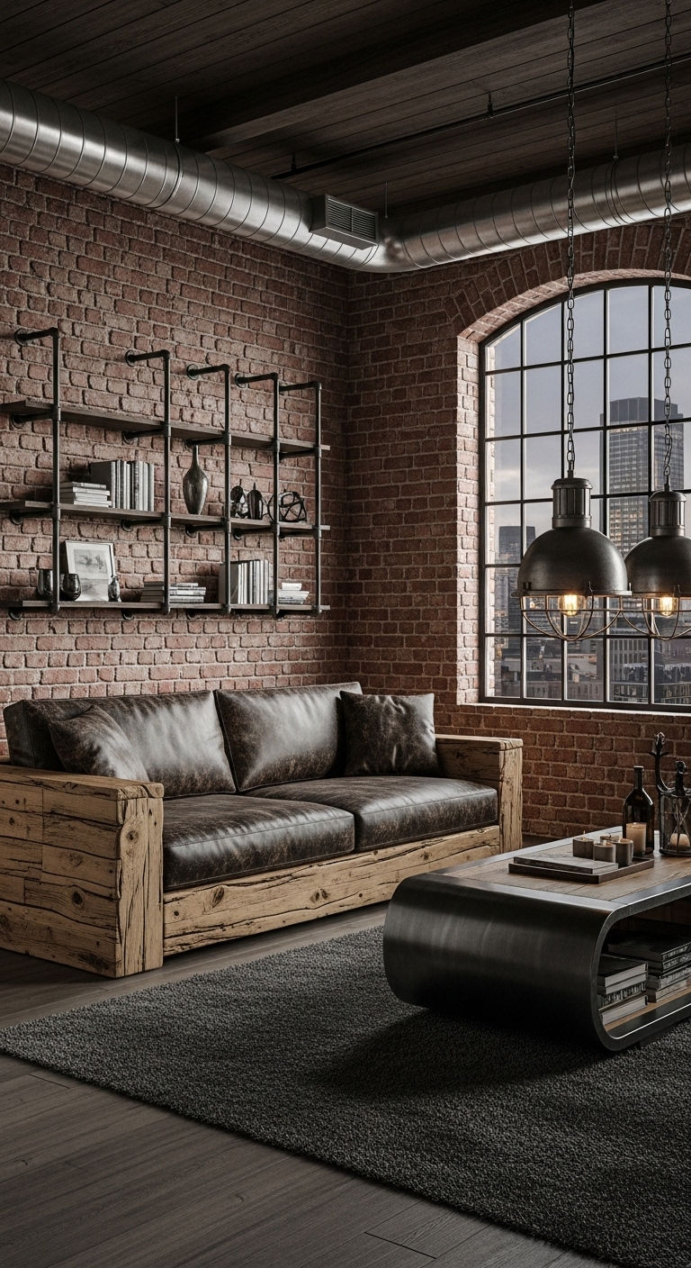 13. Industrial Wood Contrast