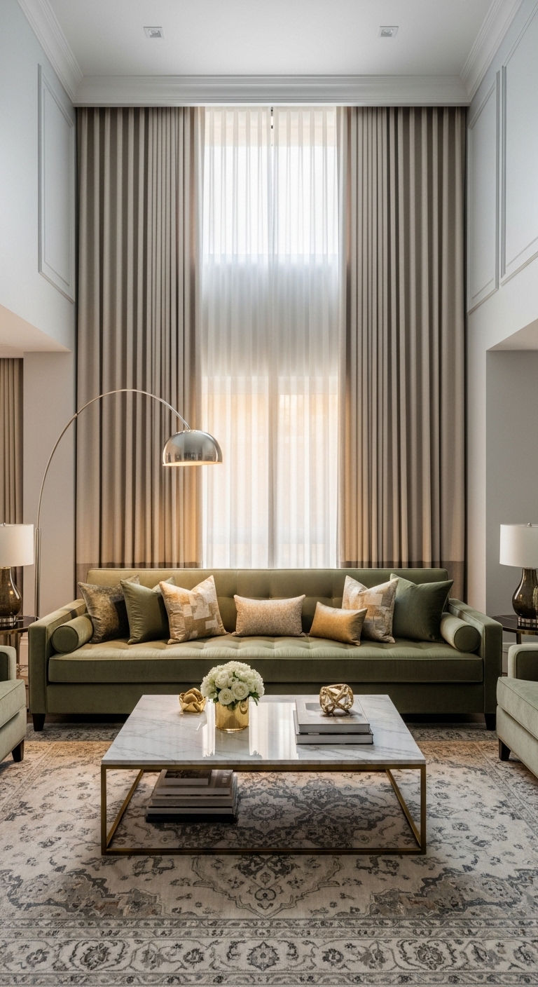 12. Luxe Velvet Sage Living Room