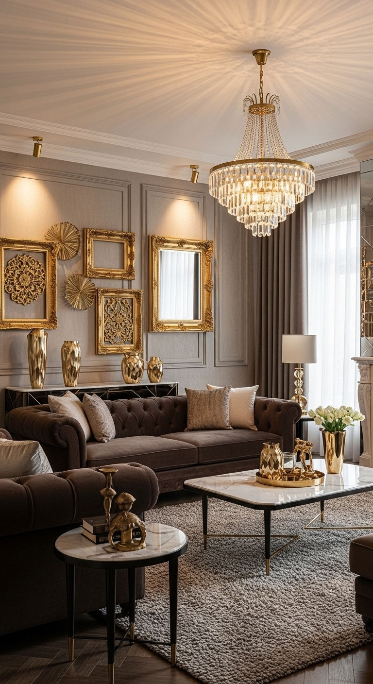 19 Brown Sofa Living Room Ideas for a Warm and Classic Feel 8 8. Luxury Chocolate Lounge