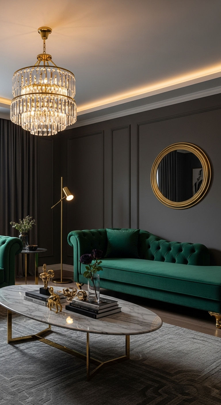 3. Luxury Velvet Chaise Lounge Living Room