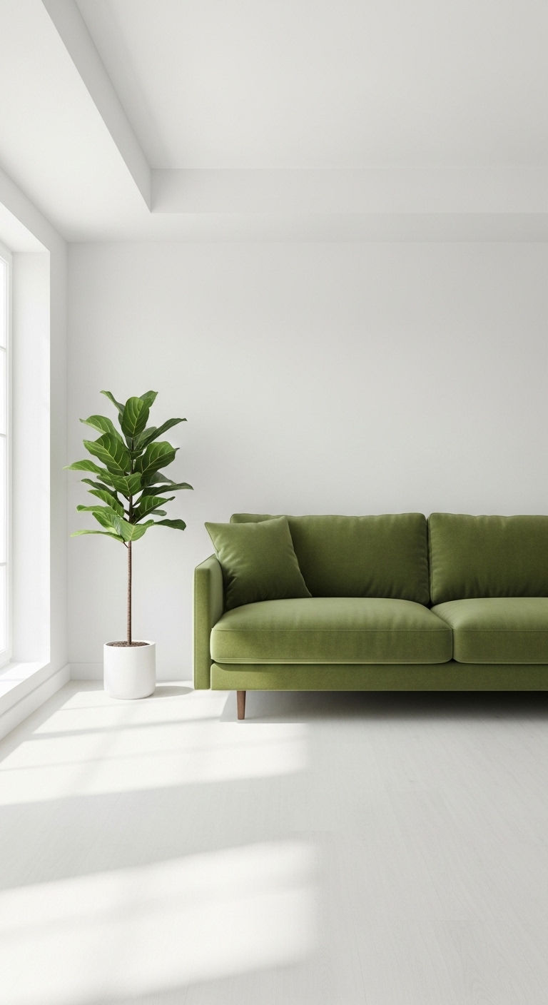 24 Moss Green Sofa Living Room Ideas for a Natural Feel 14 13. Minimal Green Haven