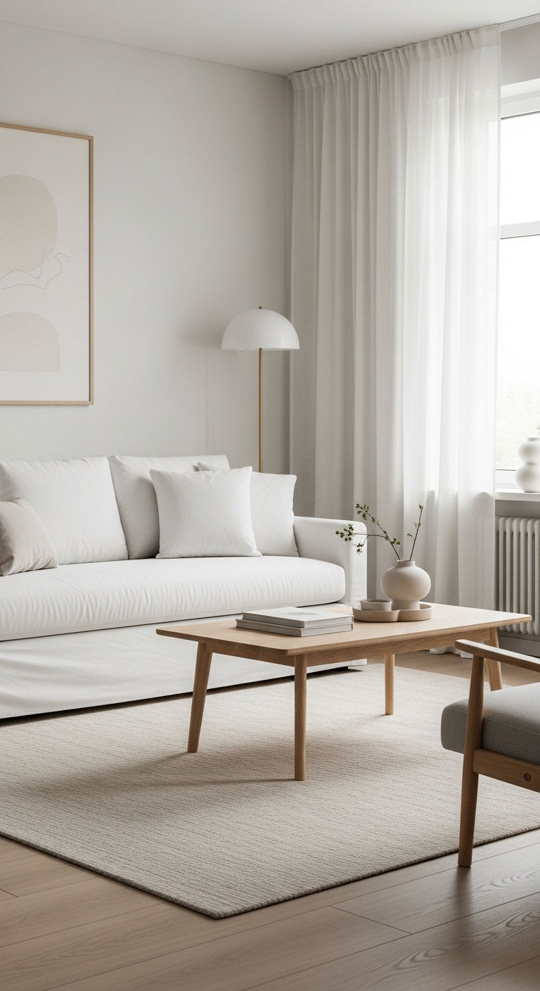 23 White Slipcovered Sofa Living Room Ideas for a Fresh Look 3 2. Minimalist White Haven