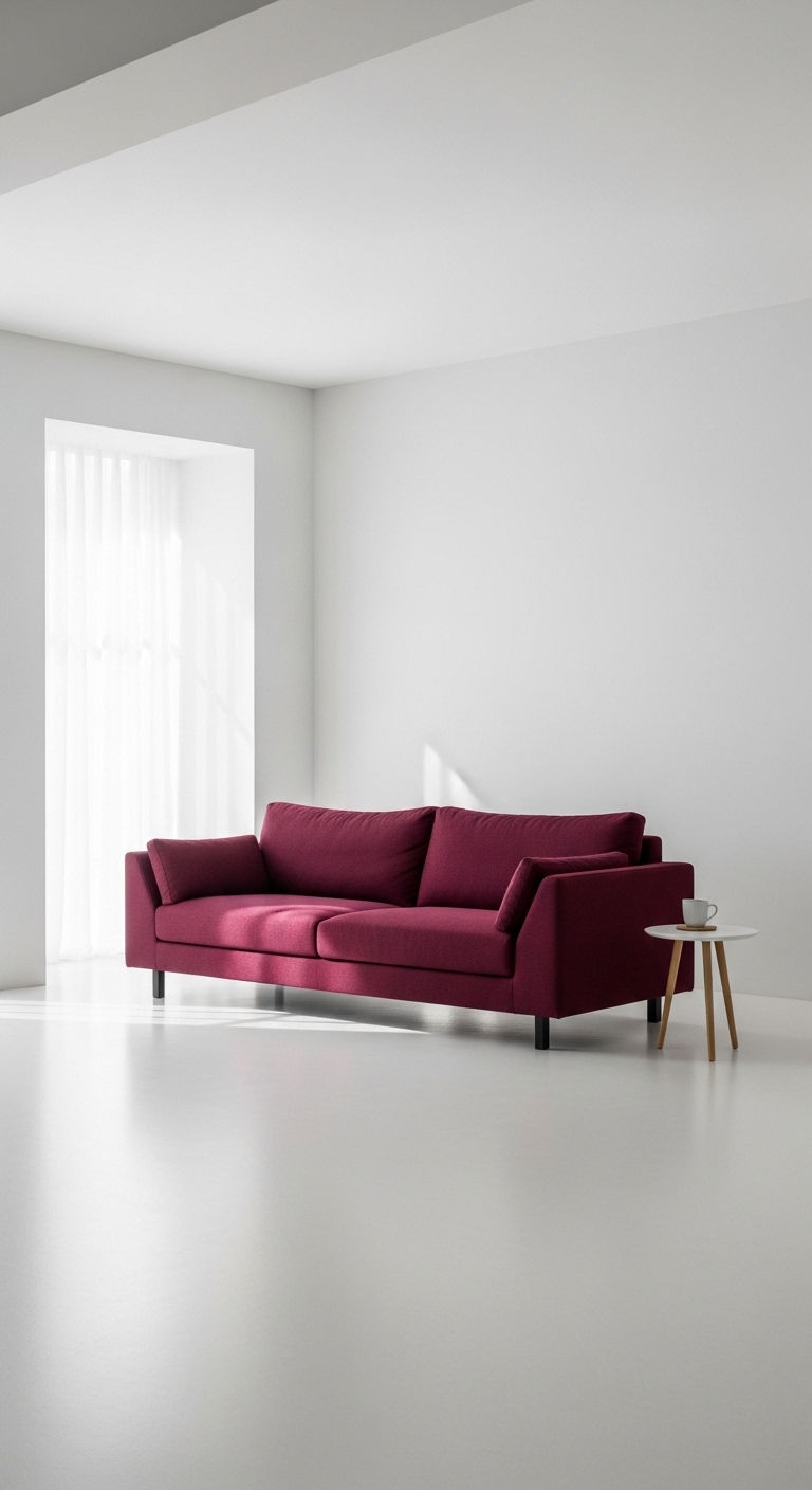 26 Wine Sofa Living Room Ideas for a Rich, Dramatic Style 6 6. Minimalist Wine Accent Room