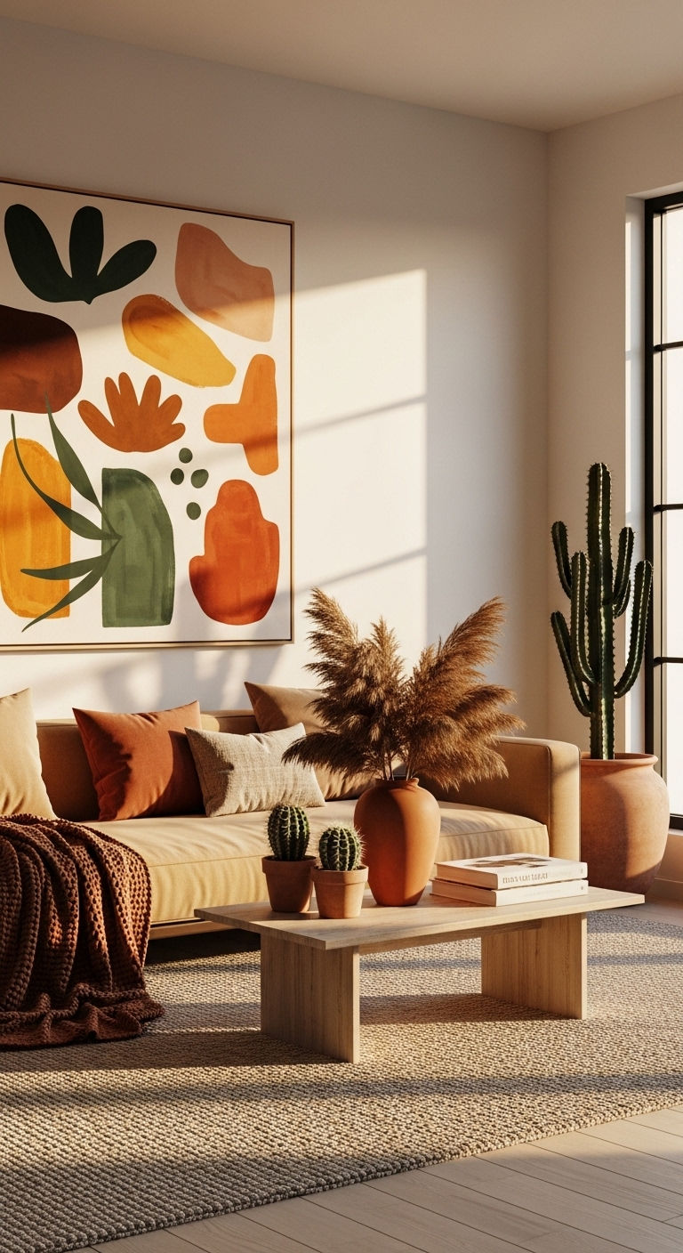 27 Sand Sofa Living Room Ideas for Soft Neutral Spaces 6 5. Modern Desert Retreat