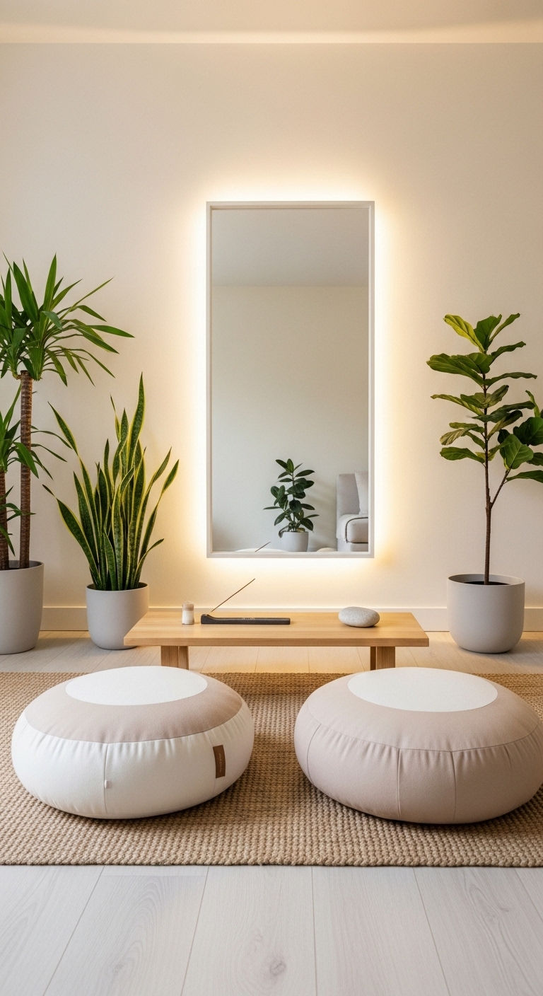 24 Genius Small Living Room Without Sofa Ideas (Minimal & Modern) 13 12. Modern Meditation Lounge