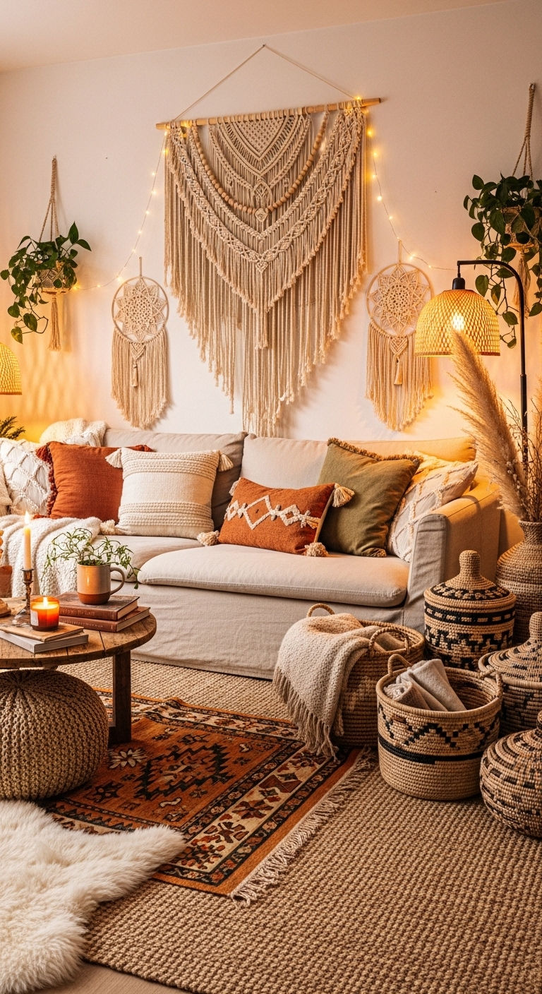 27 Sand Sofa Living Room Ideas for Soft Neutral Spaces 9 8. Neutral Boho Bliss
