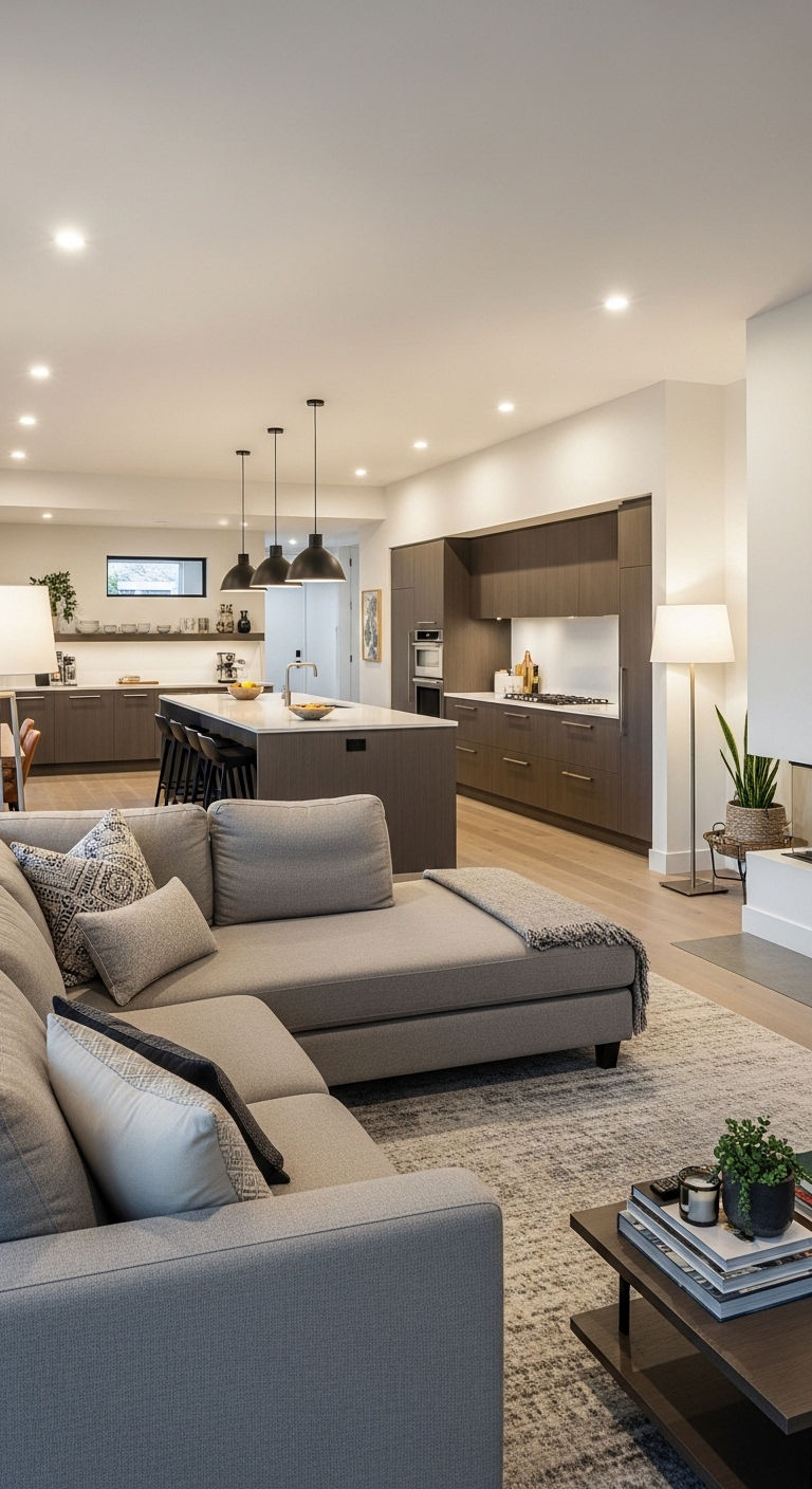 16. Open Concept Living Room with Chaise Lounge