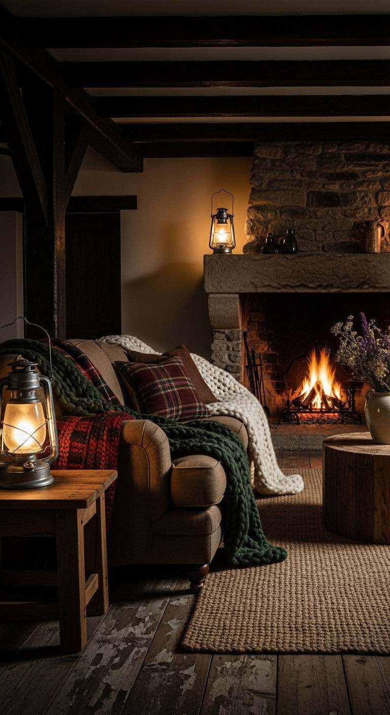 19 Brown Sofa Living Room Ideas for a Warm and Classic Feel 3 2. Rustic Cabin Charm