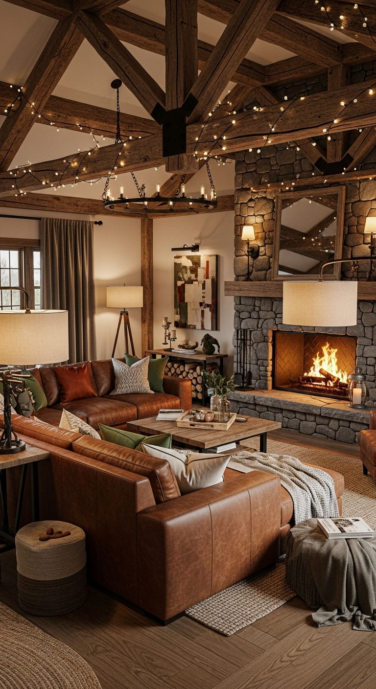 26 Living Room U Shape Sofa Ideas for Big Families & Open Layouts 6 5. Rustic Family Retreat