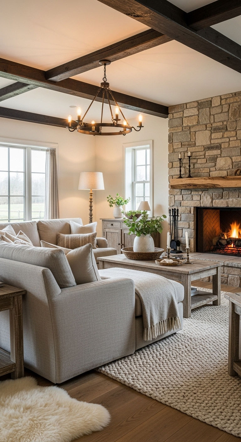 10. Rustic Farmhouse Chaise Lounge Living Room