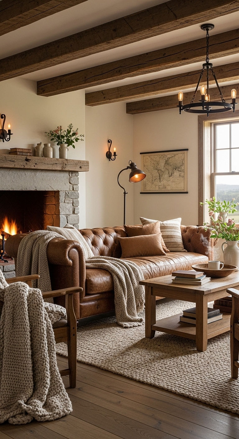 8. Rustic Leather Warmth