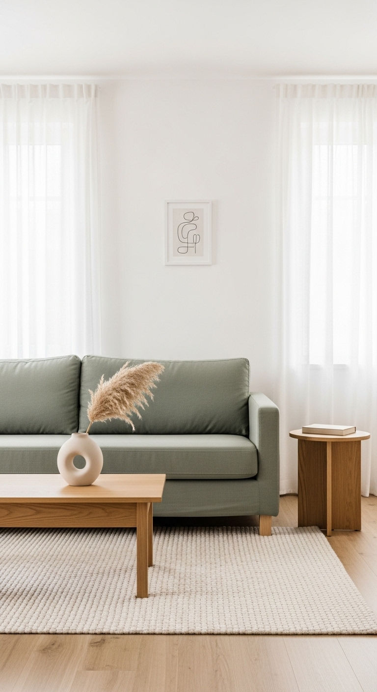 23 Green Living Room Sofa Ideas for a Fresh, Nature-Inspired Look 3 2. Sage Serenity Corner
