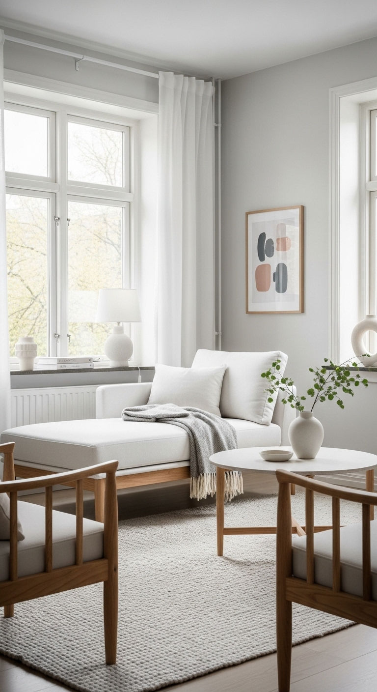 13. Scandinavian Light Filled Chaise Lounge Room