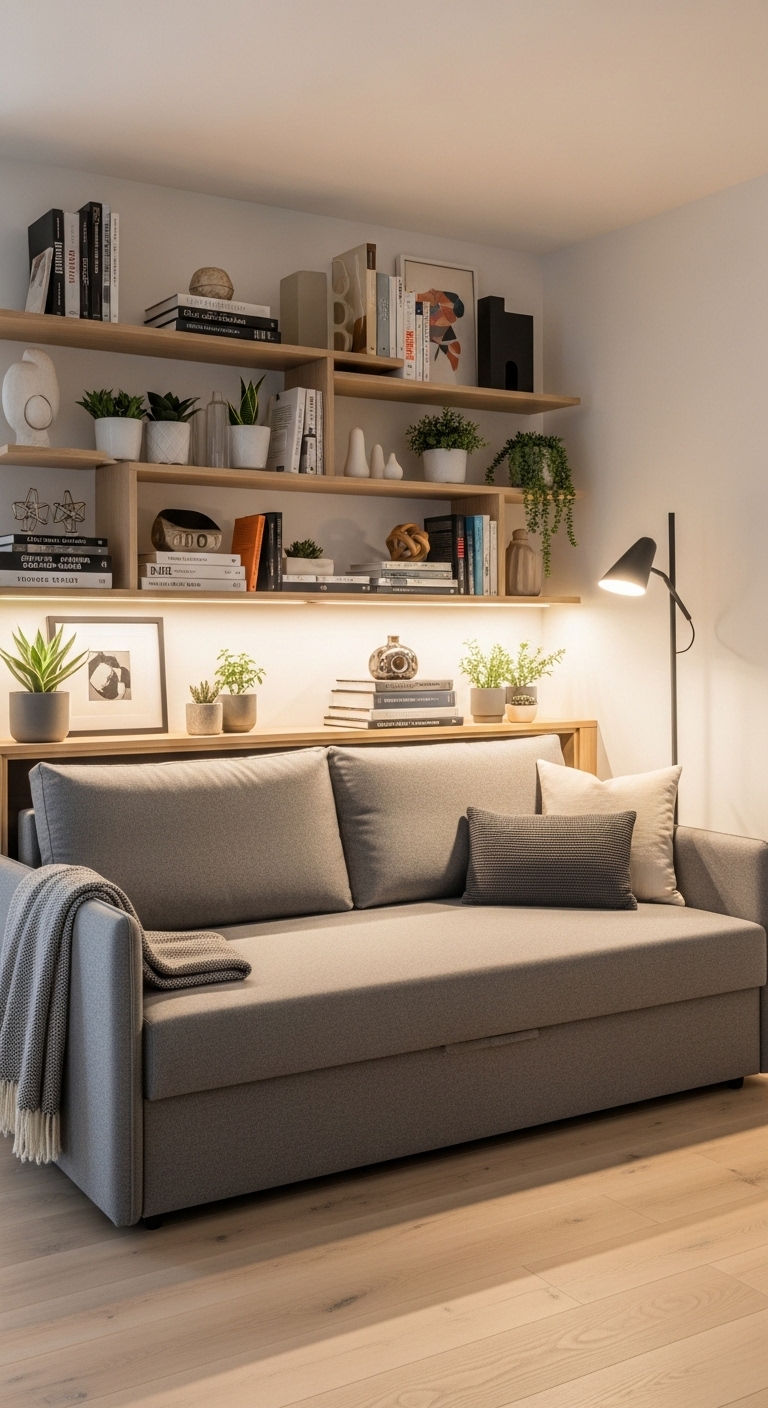 18. Smart Sofa Bed With Shelving