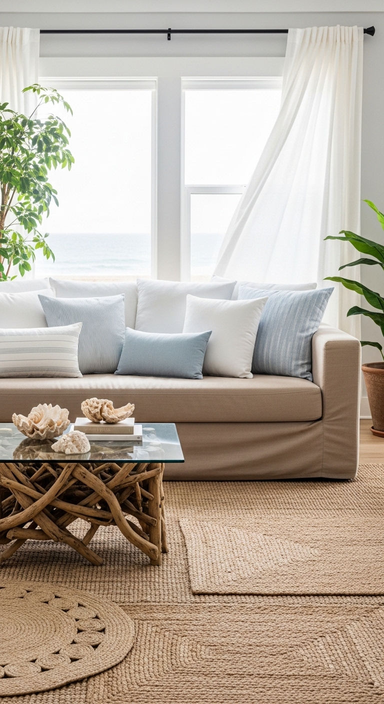 27 Sand Sofa Living Room Ideas for Soft Neutral Spaces 3 2. Soft Coastal Whisper