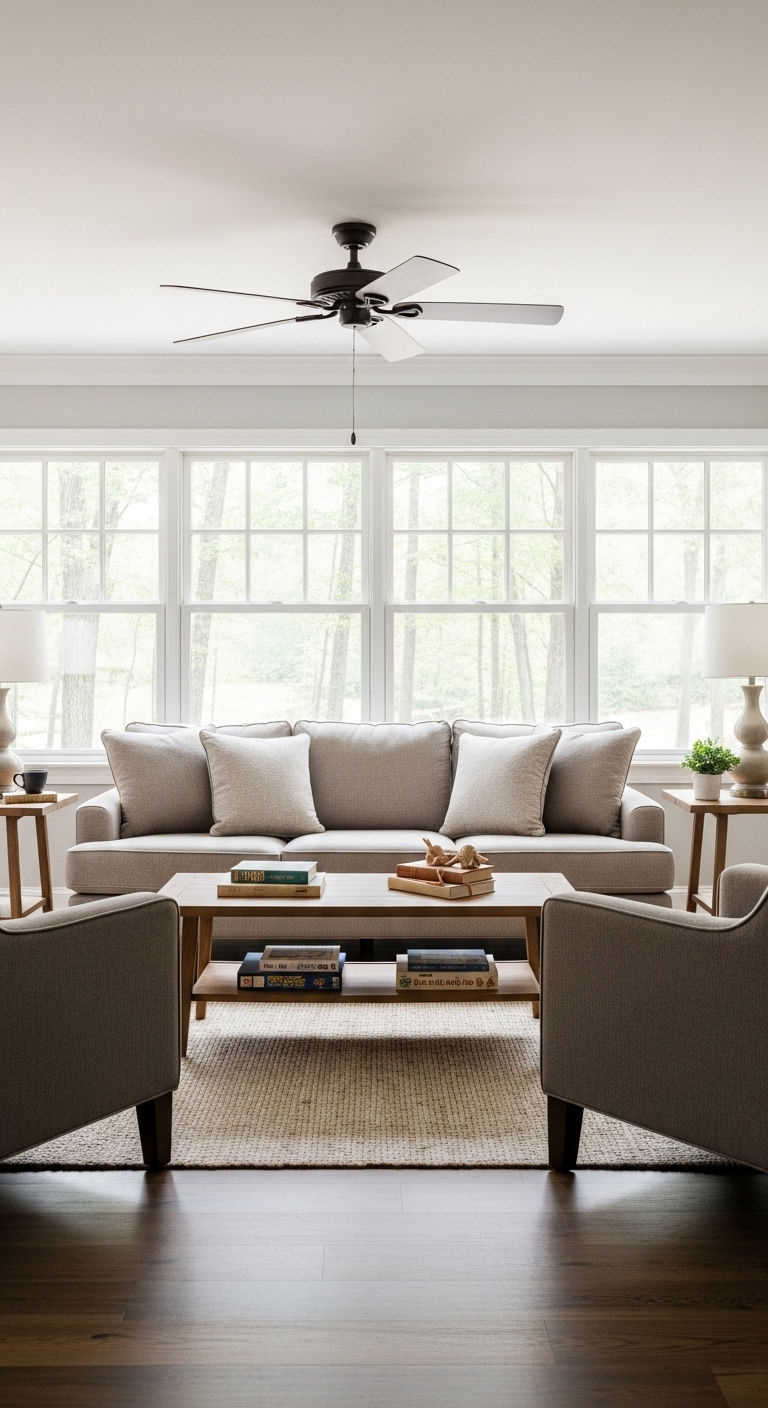 23 White Slipcovered Sofa Living Room Ideas for a Fresh Look 13 12. Soft Neutral Family Space